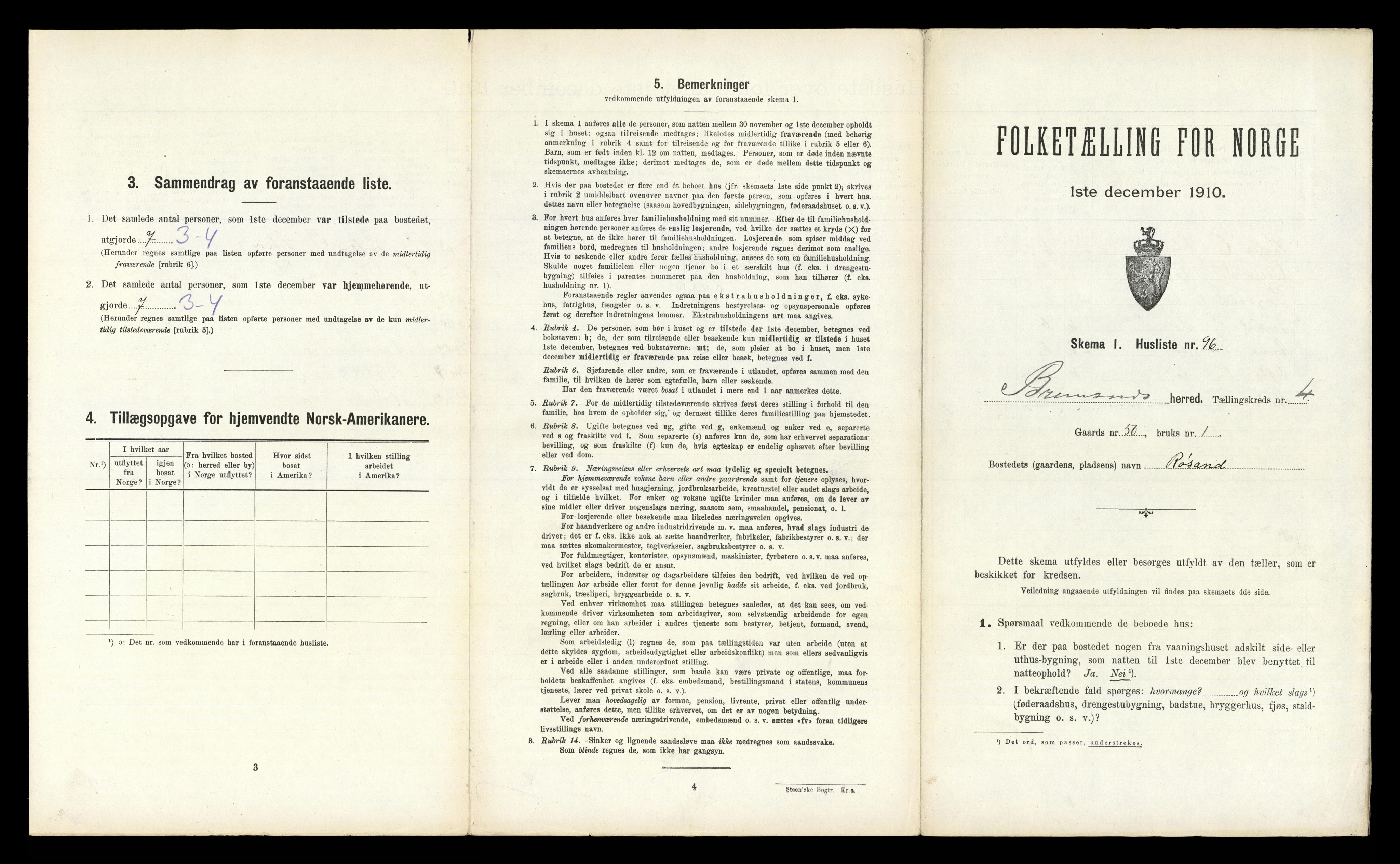RA, 1910 census for Bremsnes, 1910, p. 714