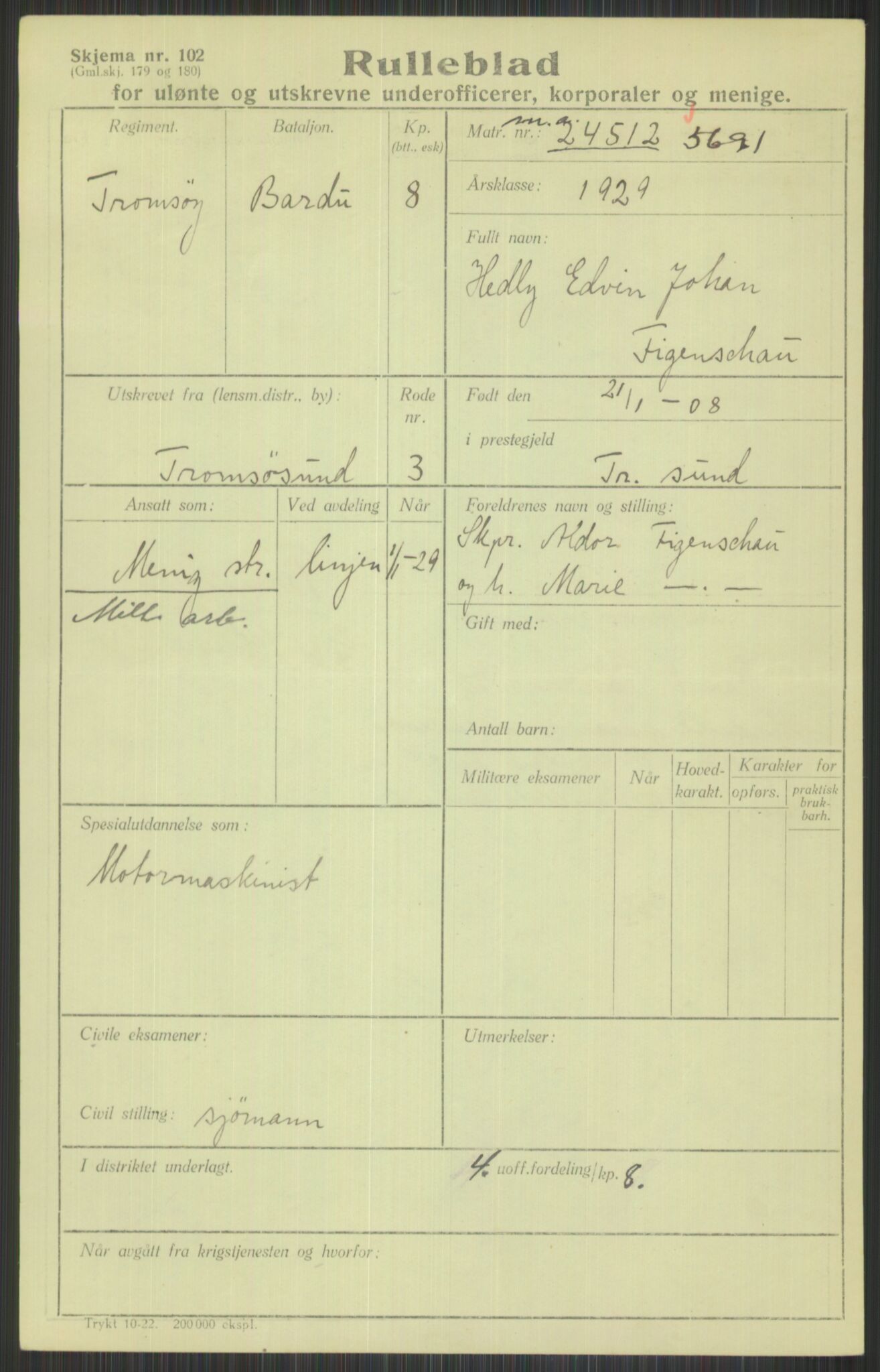 Forsvaret, Troms infanteriregiment nr. 16, AV/RA-RAFA-3146/P/Pa/L0013/0004: Rulleblad / Rulleblad for regimentets menige mannskaper, årsklasse 1929, 1929, p. 241