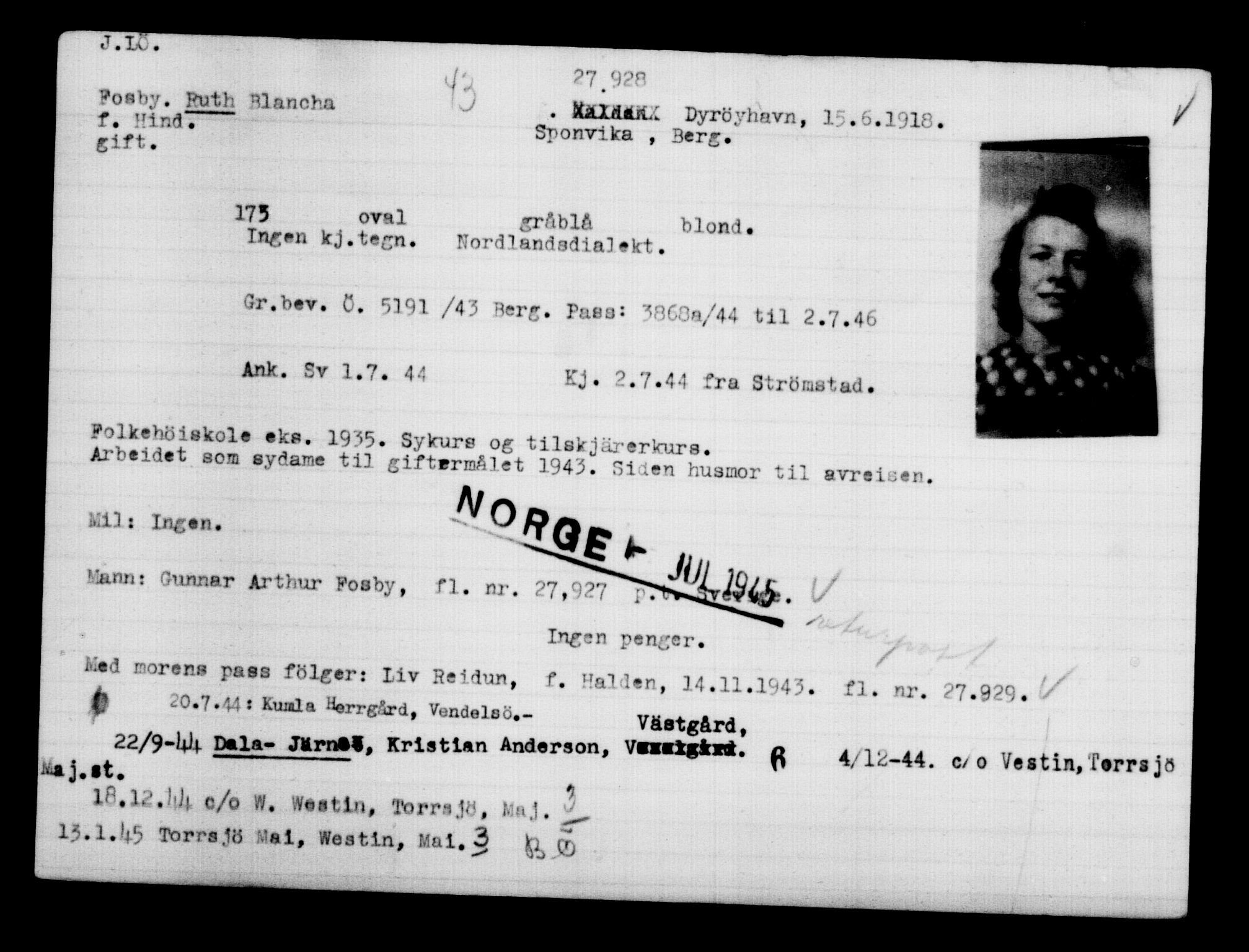 Den Kgl. Norske Legasjons Flyktningskontor, AV/RA-S-6753/V/Va/L0011: Kjesäterkartoteket.  Flyktningenr. 25300-28349, 1940-1945, p. 2799
