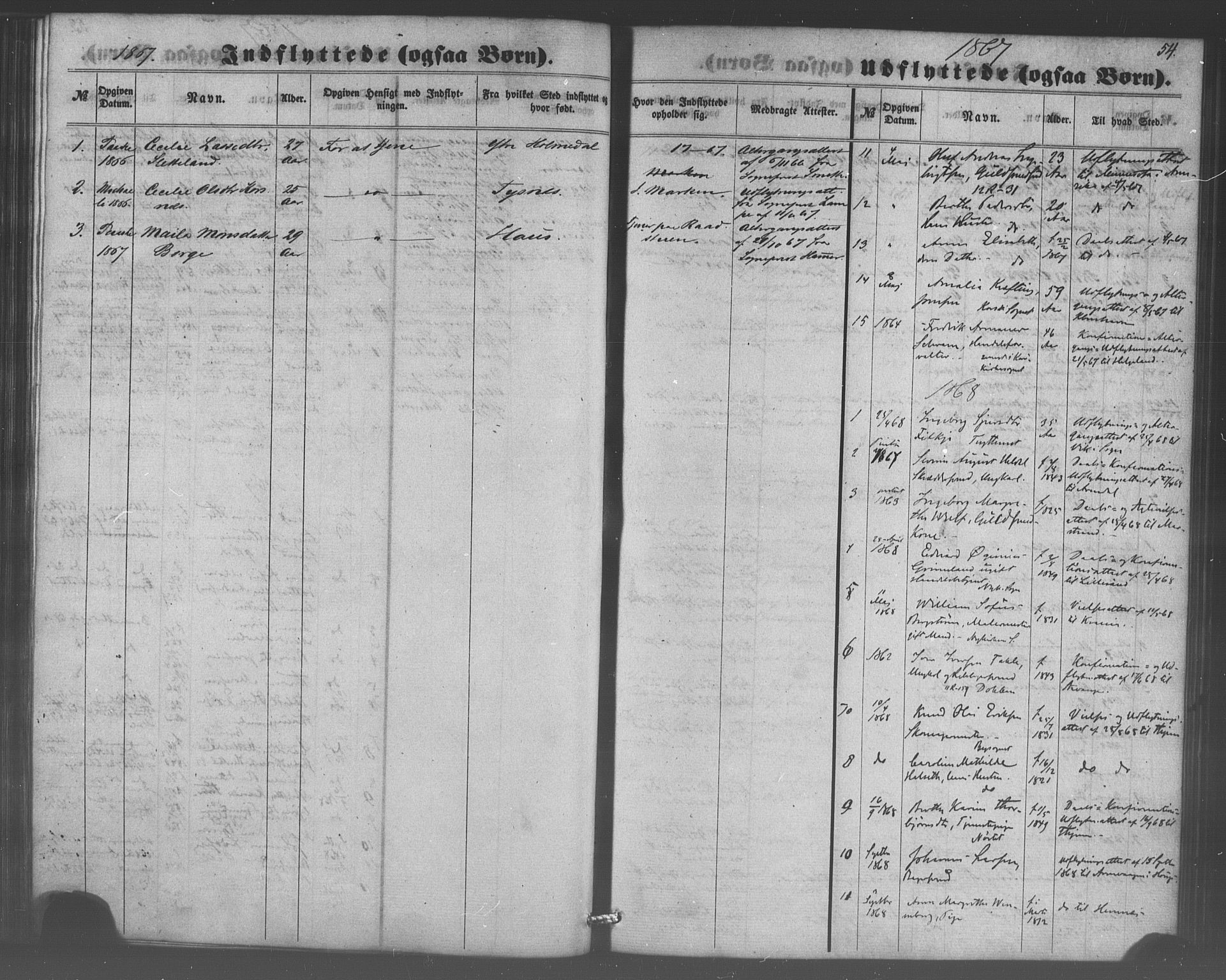 Domkirken sokneprestembete, SAB/A-74801/H/Haa/L0048: Parish register (official) no. F 3, 1858-1874, p. 54