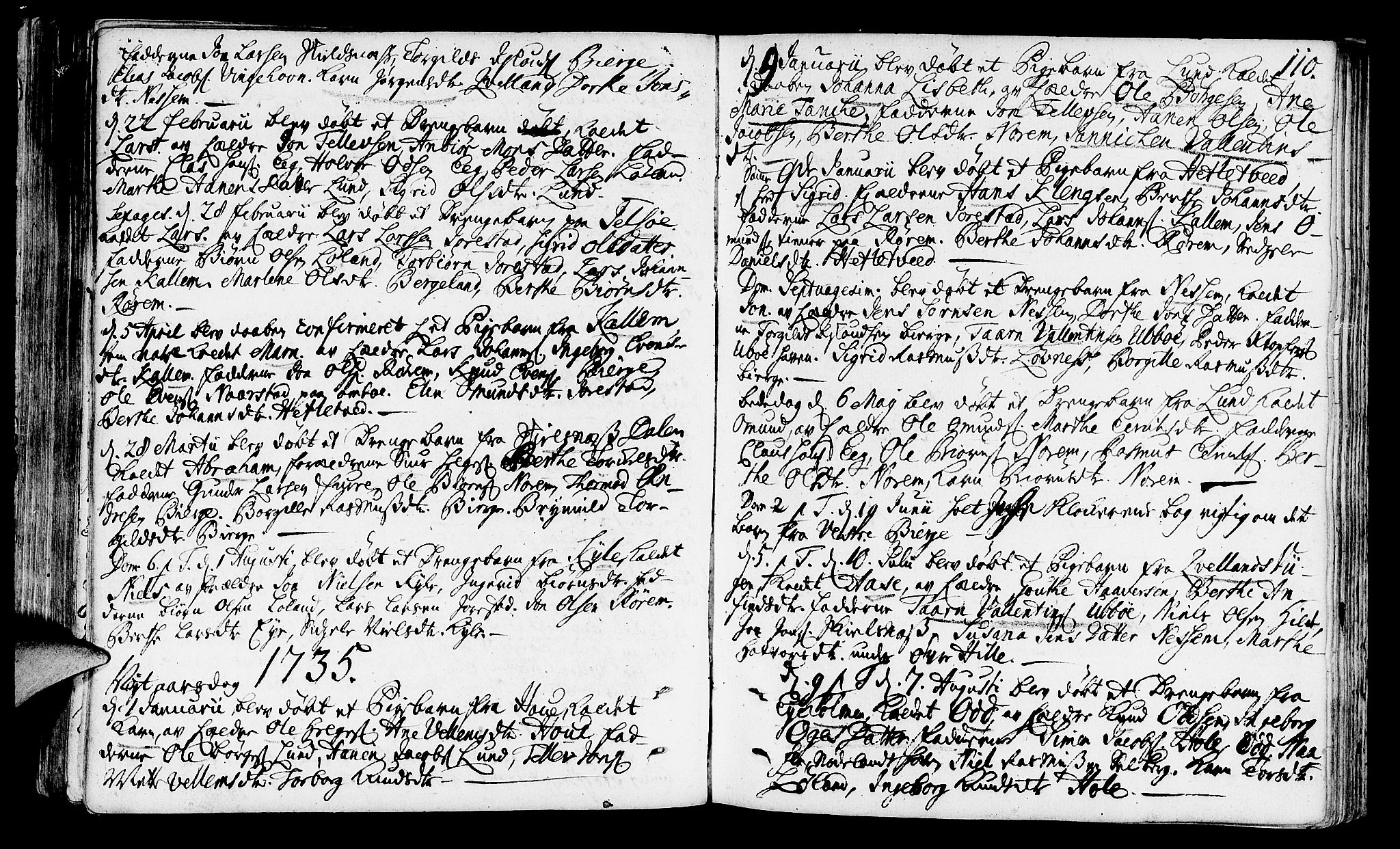 Nedstrand sokneprestkontor, AV/SAST-A-101841/01/IV: Parish register (official) no. A 1 /2, 1724-1740, p. 110