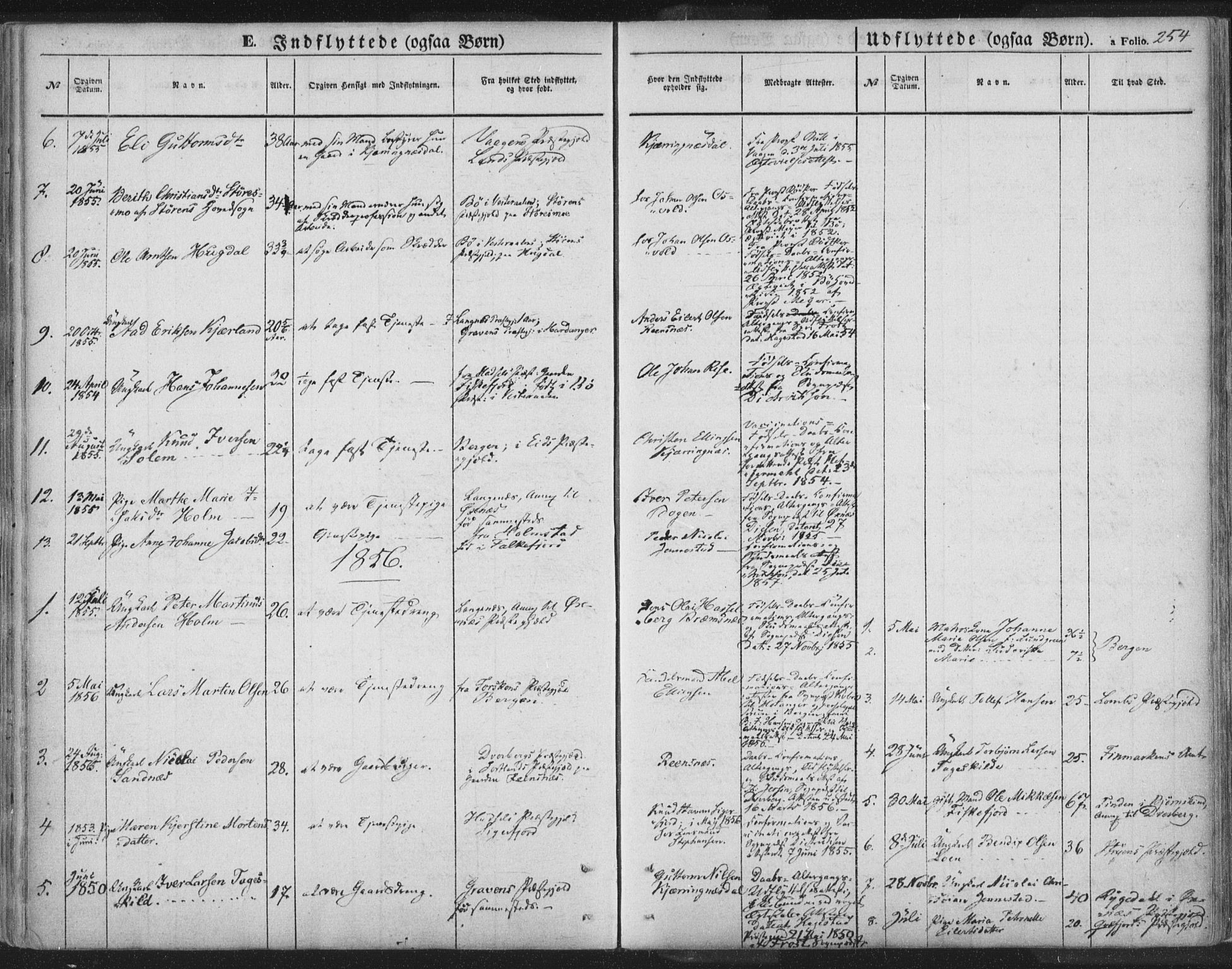 Ministerialprotokoller, klokkerbøker og fødselsregistre - Nordland, AV/SAT-A-1459/895/L1369: Parish register (official) no. 895A04, 1852-1872, p. 254