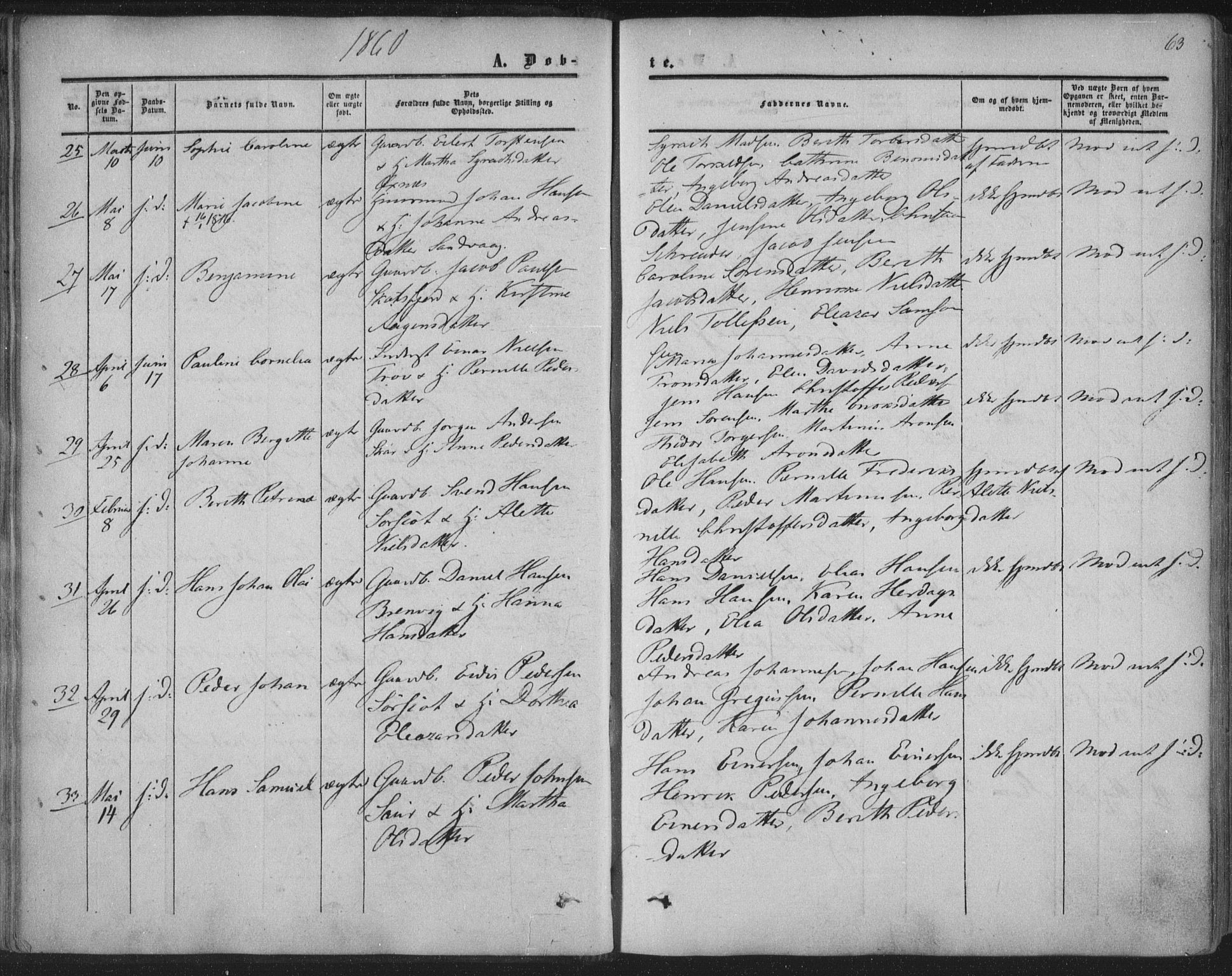 Ministerialprotokoller, klokkerbøker og fødselsregistre - Nordland, AV/SAT-A-1459/855/L0800: Parish register (official) no. 855A08, 1852-1864, p. 63