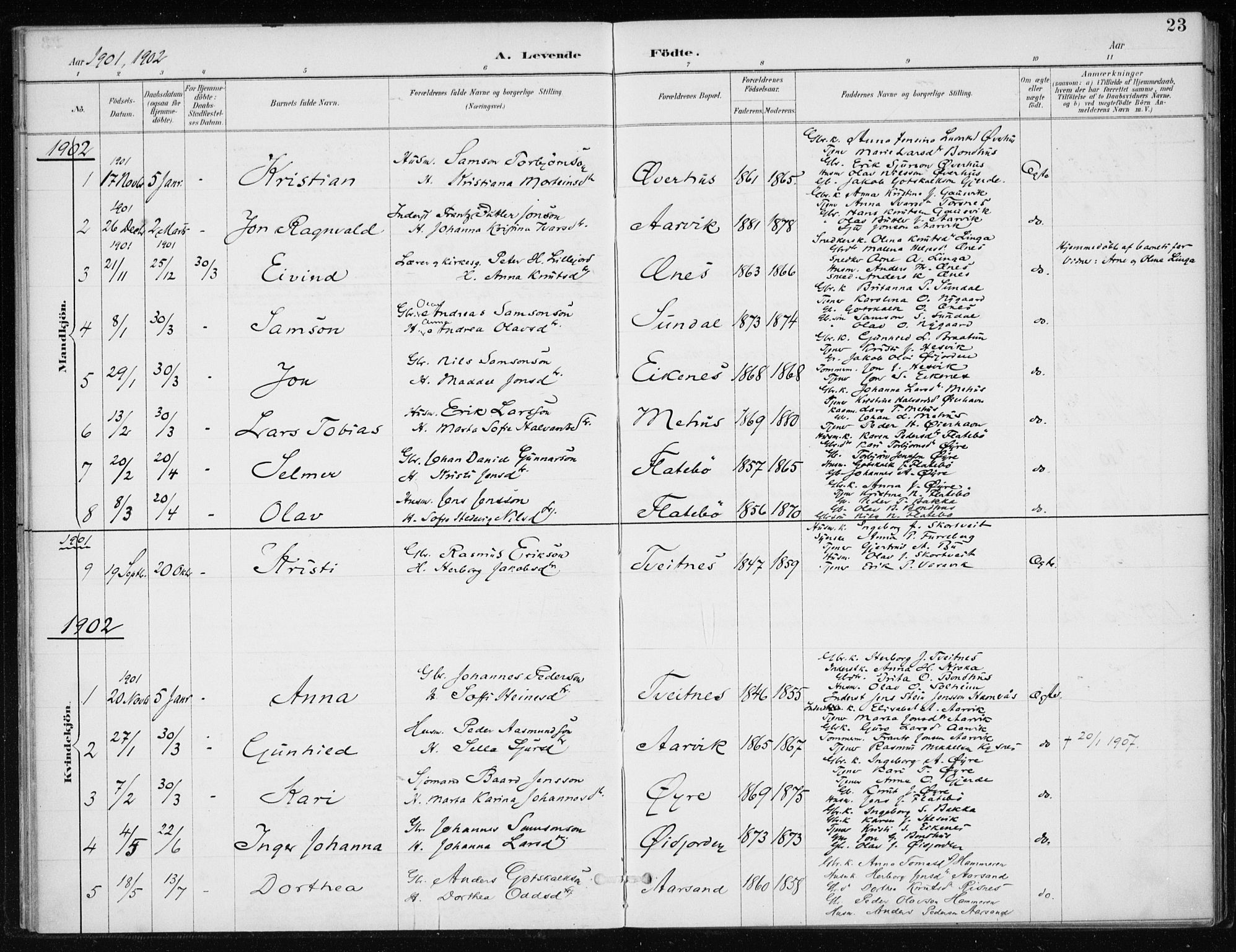 Kvinnherad sokneprestembete, SAB/A-76401/H/Haa: Parish register (official) no. F 1, 1887-1912, p. 23