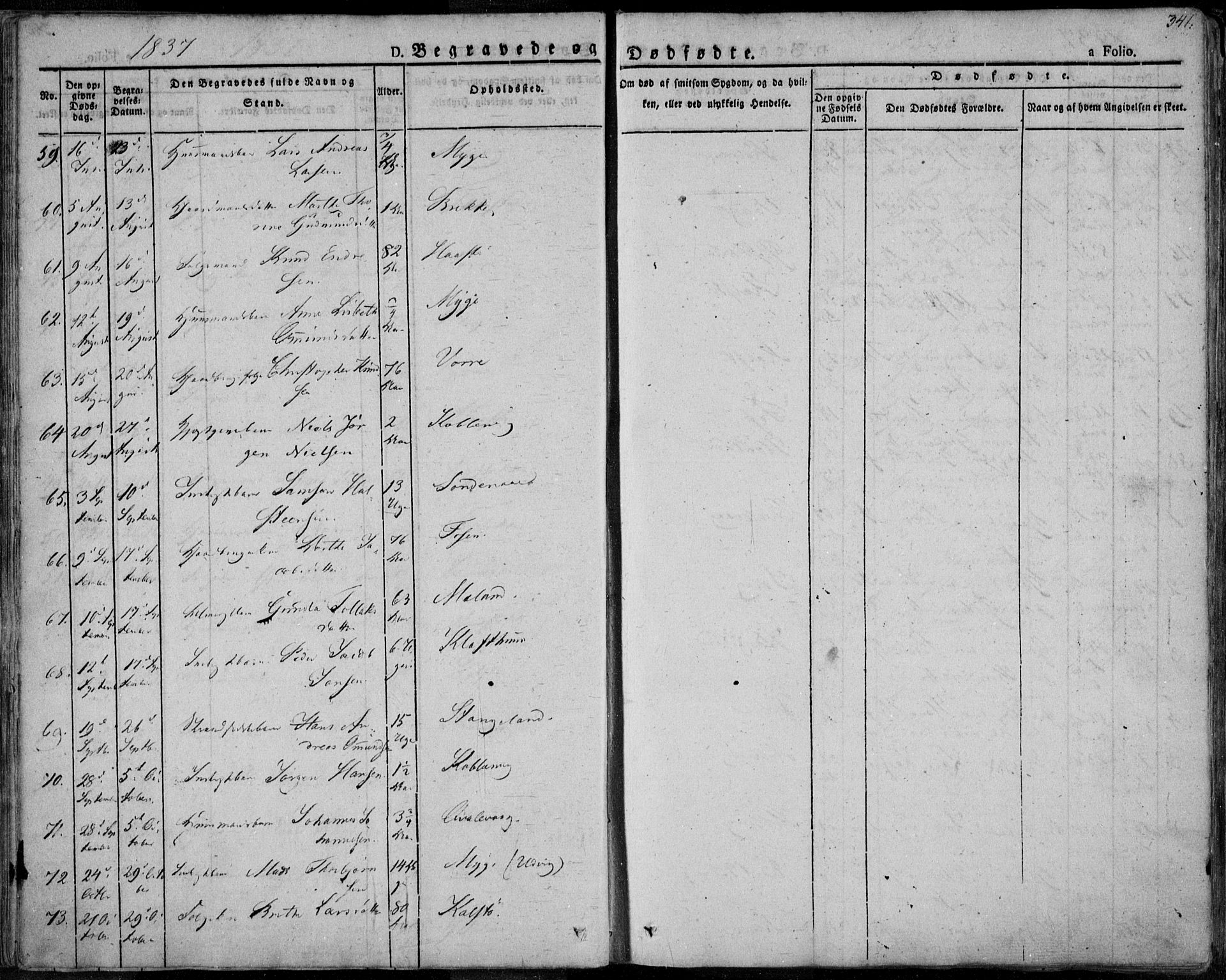 Avaldsnes sokneprestkontor, AV/SAST-A -101851/H/Ha/Haa/L0005: Parish register (official) no. A 5.2, 1825-1841, p. 341