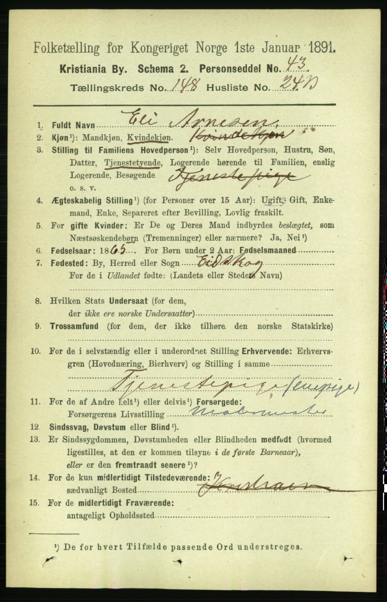 RA, 1891 census for 0301 Kristiania, 1891, p. 82712