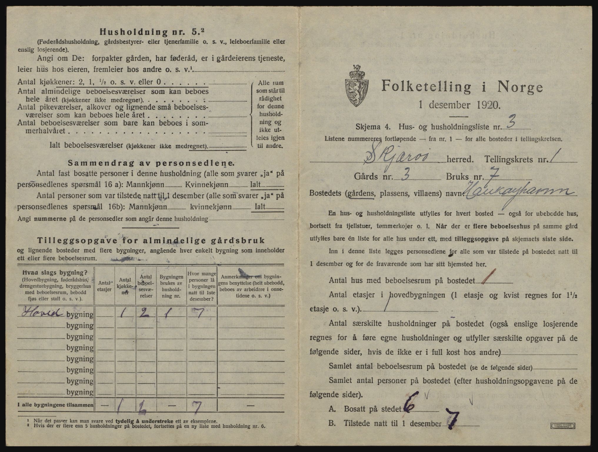 SATØ, 1920 census for Skjervøy, 1920, p. 65