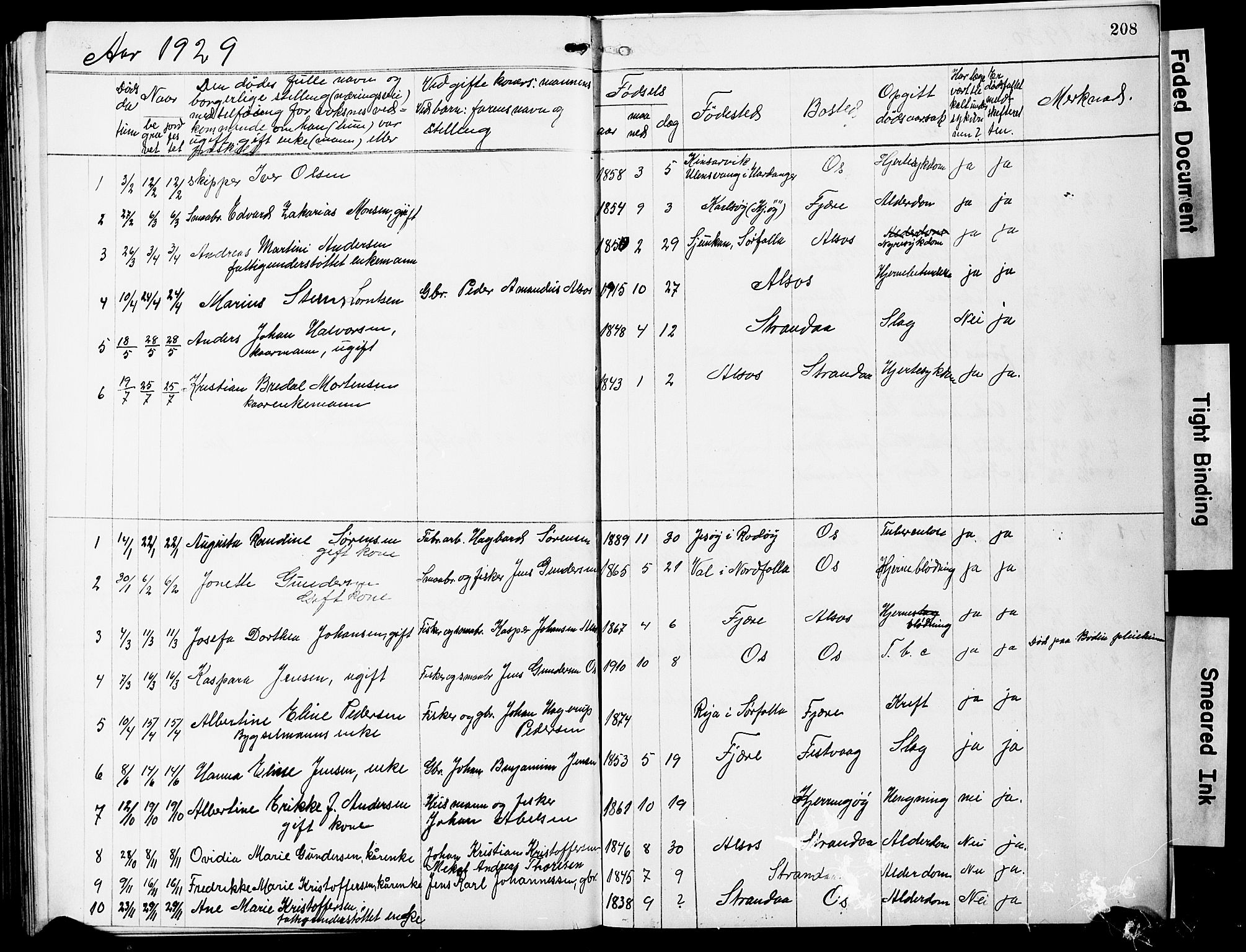Ministerialprotokoller, klokkerbøker og fødselsregistre - Nordland, SAT/A-1459/803/L0077: Parish register (copy) no. 803C04, 1897-1930, p. 208