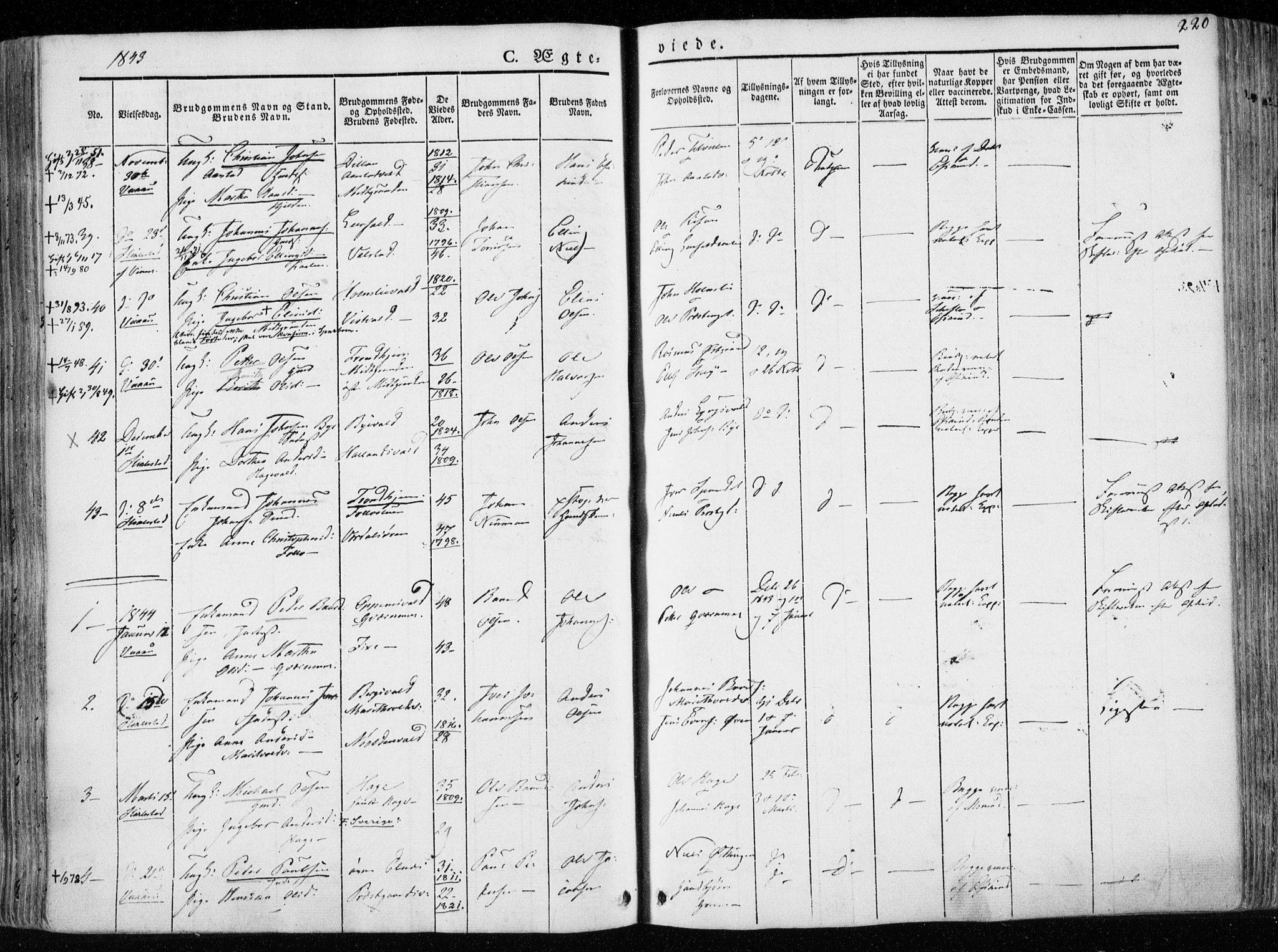 Ministerialprotokoller, klokkerbøker og fødselsregistre - Nord-Trøndelag, SAT/A-1458/723/L0239: Parish register (official) no. 723A08, 1841-1851, p. 220