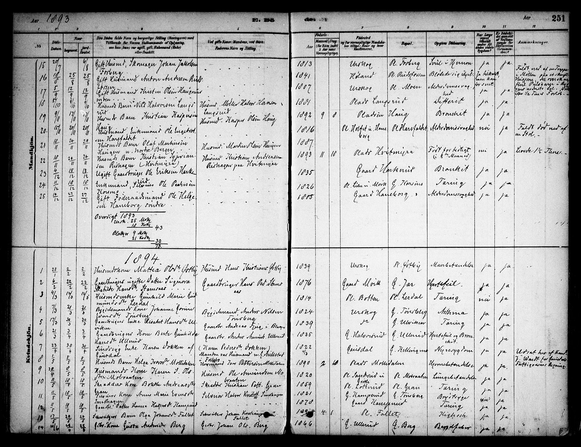 Aurskog prestekontor Kirkebøker, SAO/A-10304a/F/Fa/L0008: Parish register (official) no. I 8, 1878-1937, p. 251