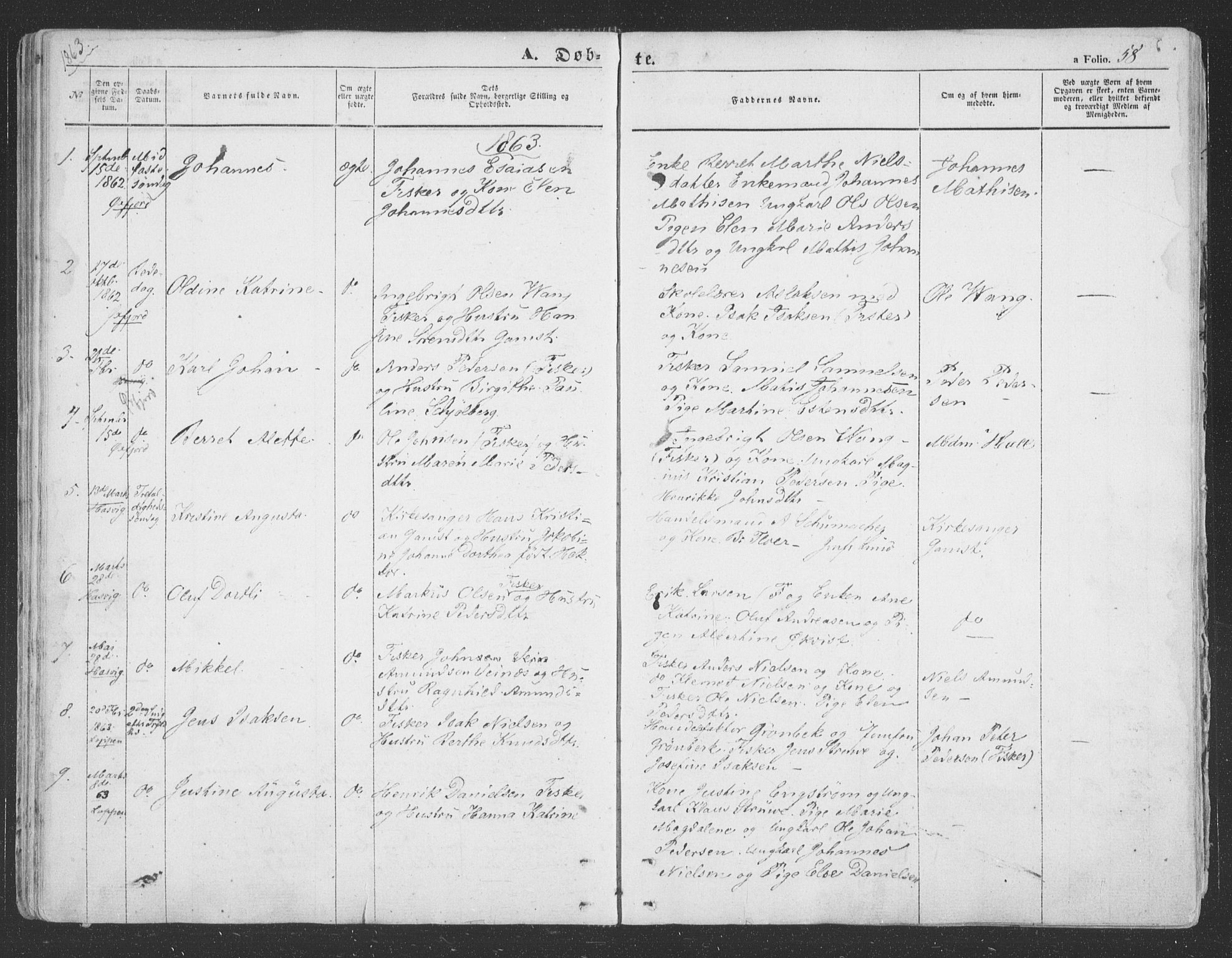 Loppa sokneprestkontor, SATØ/S-1339/H/Ha/L0004kirke: Parish register (official) no. 4, 1849-1868, p. 58