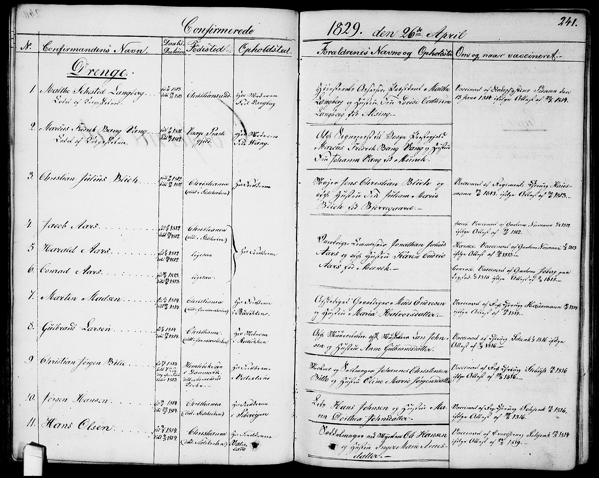 Garnisonsmenigheten Kirkebøker, SAO/A-10846/G/Ga/L0004: Parish register (copy) no. 4, 1828-1840, p. 241