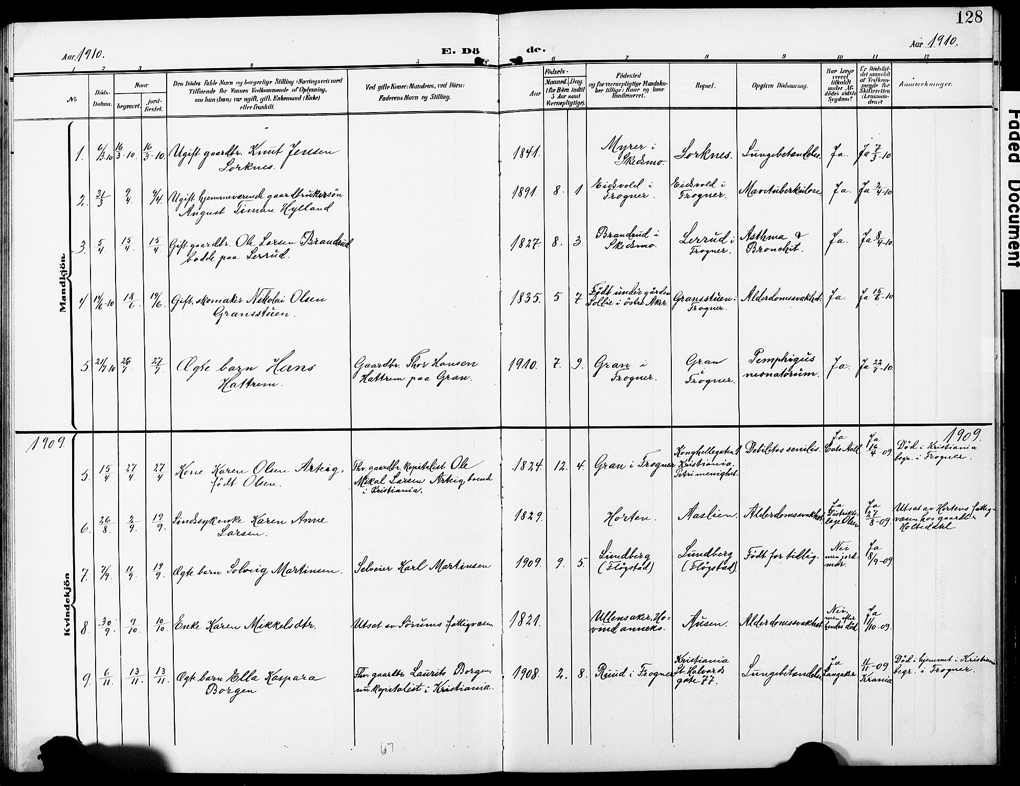 Sørum prestekontor Kirkebøker, SAO/A-10303/G/Gb/L0001: Parish register (copy) no. II 1, 1907-1929, p. 128