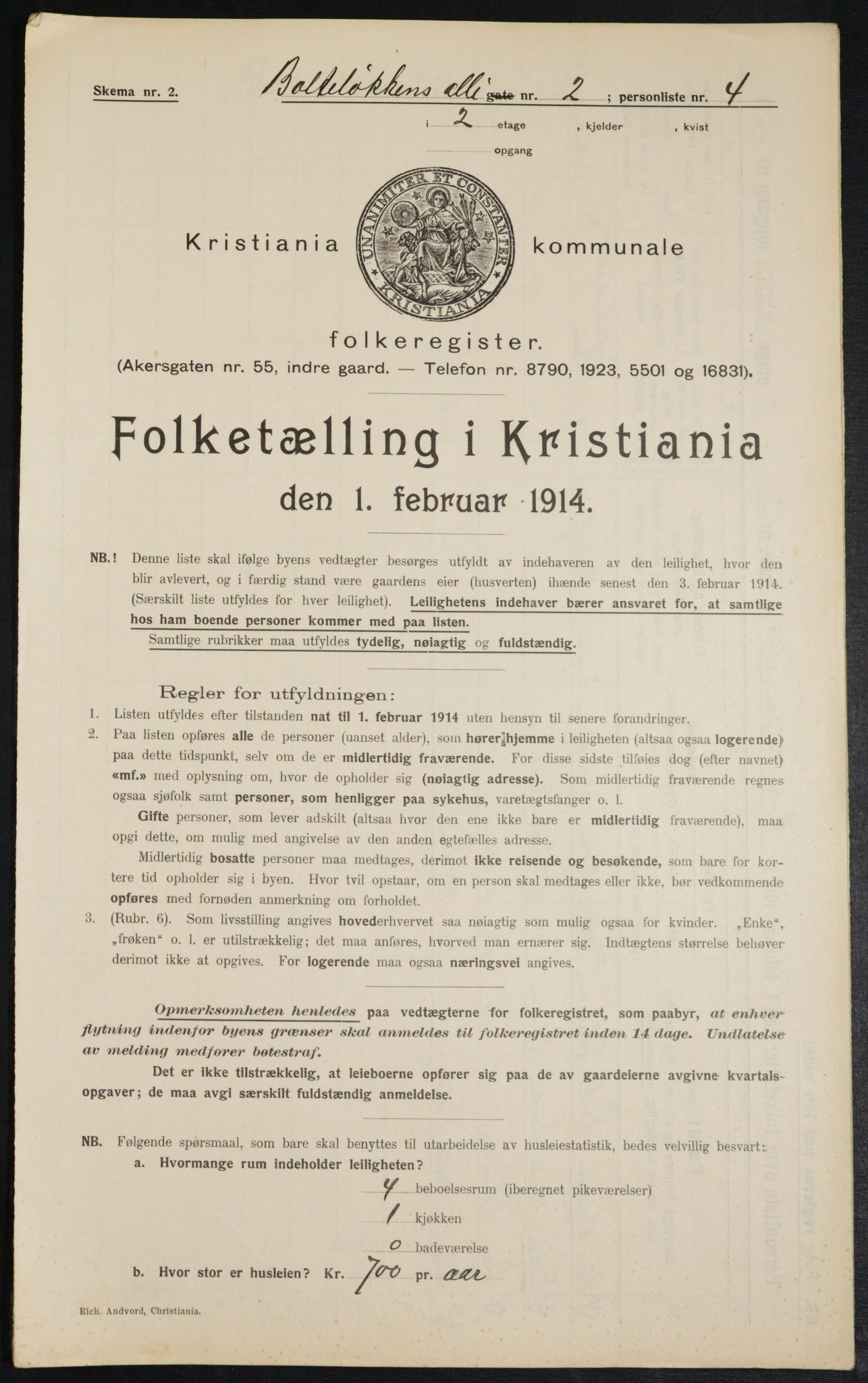 OBA, Municipal Census 1914 for Kristiania, 1914, p. 7602