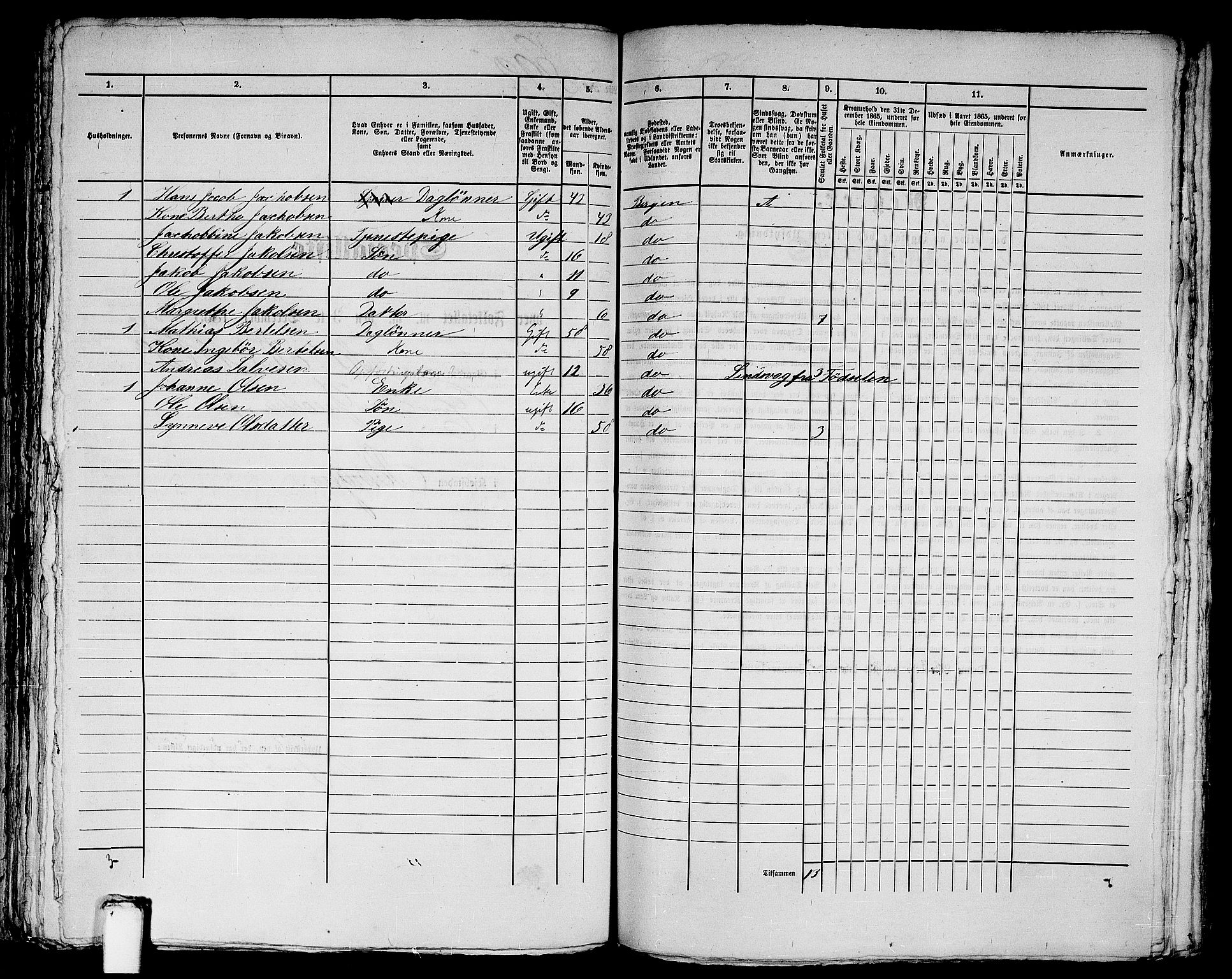 RA, 1865 census for Bergen, 1865, p. 1846