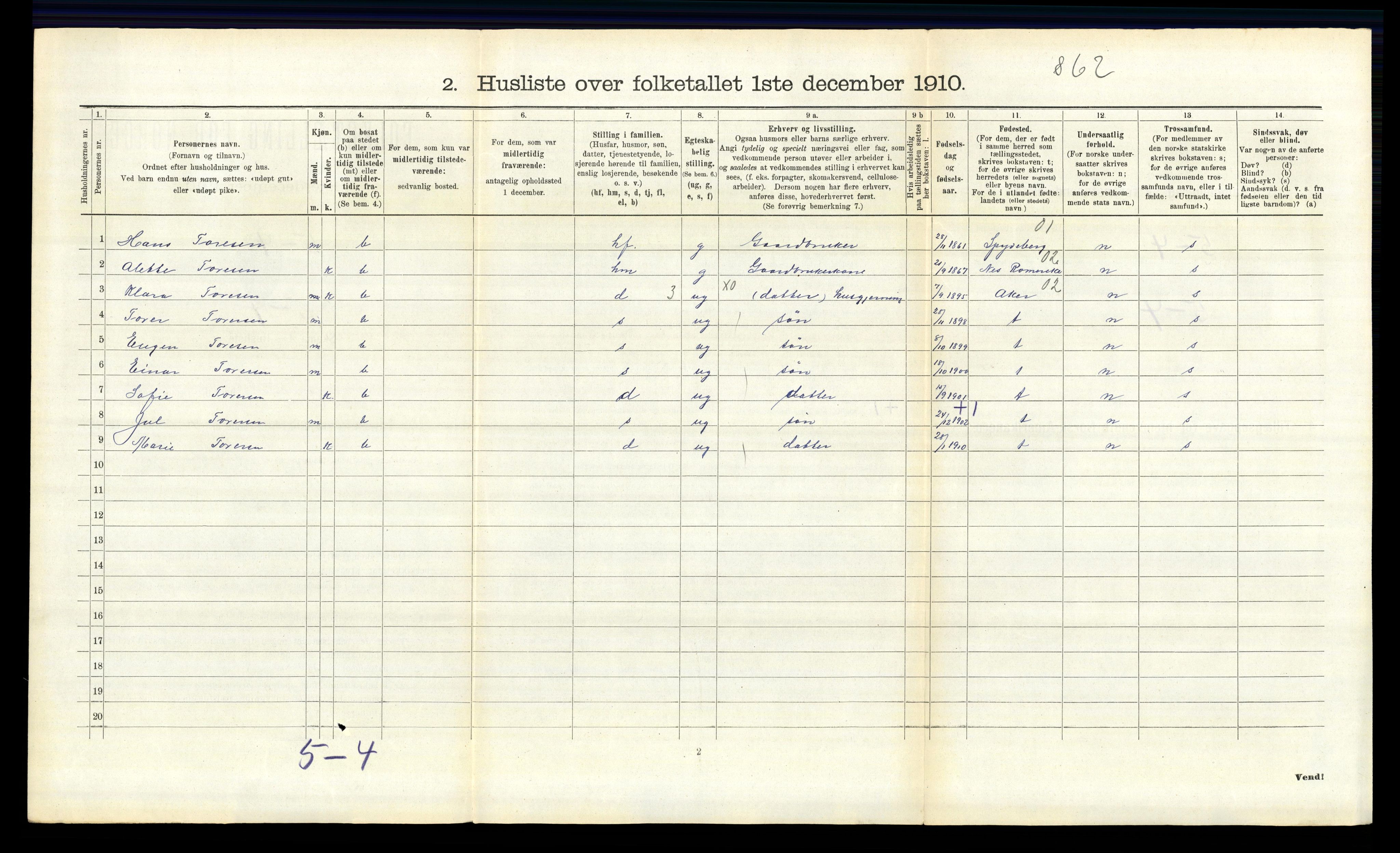RA, 1910 census for Kråkstad, 1910, p. 336