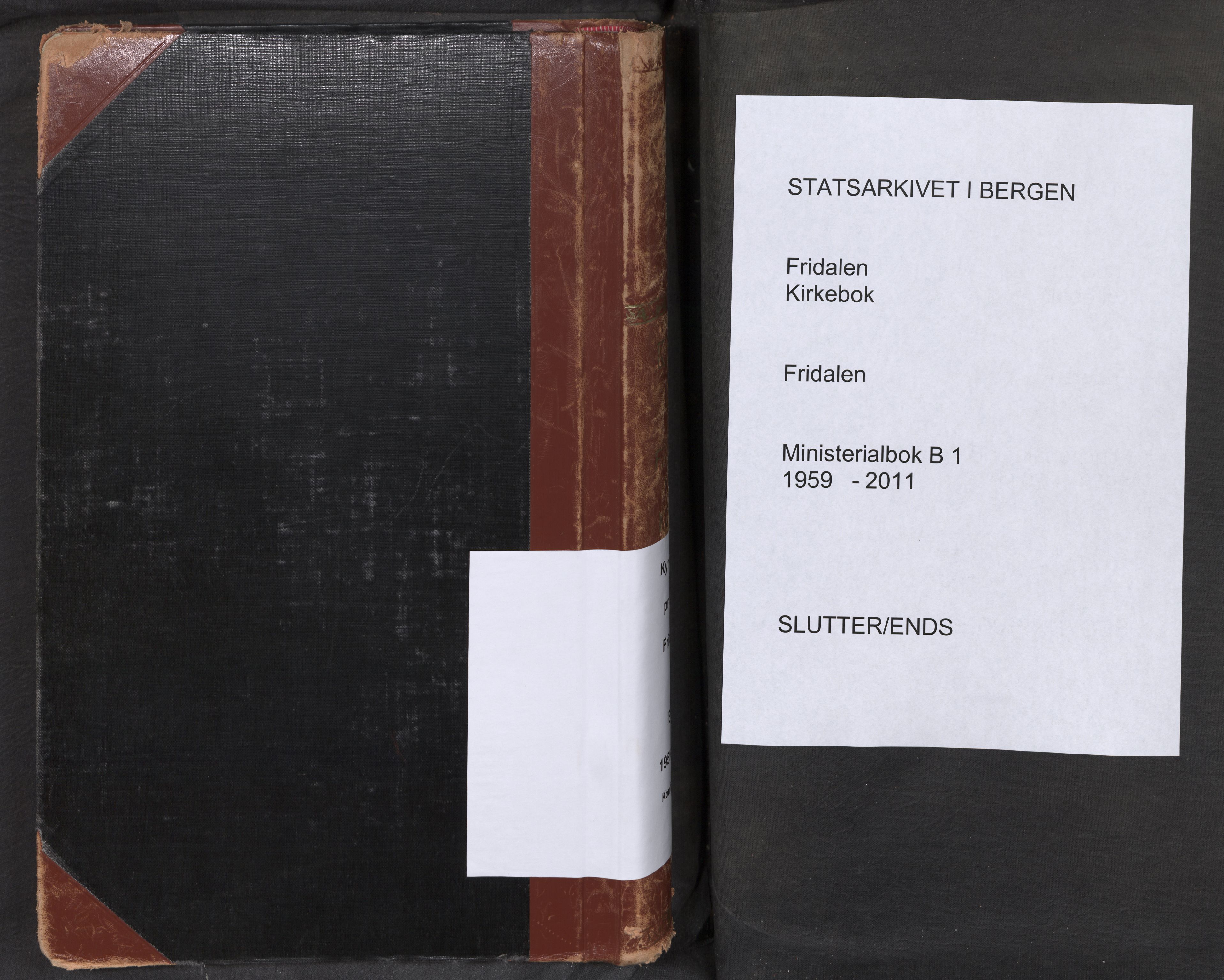 Fridalen sokneprestembete, SAB/A-99933: Parish register (official) no. B 1, 1959-2011