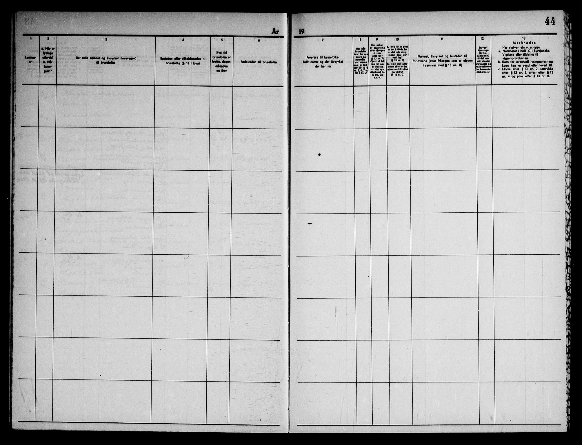 Heddal kirkebøker, AV/SAKO-A-268/H/Ha/L0003: Banns register no. 3, 1959-1969, p. 44