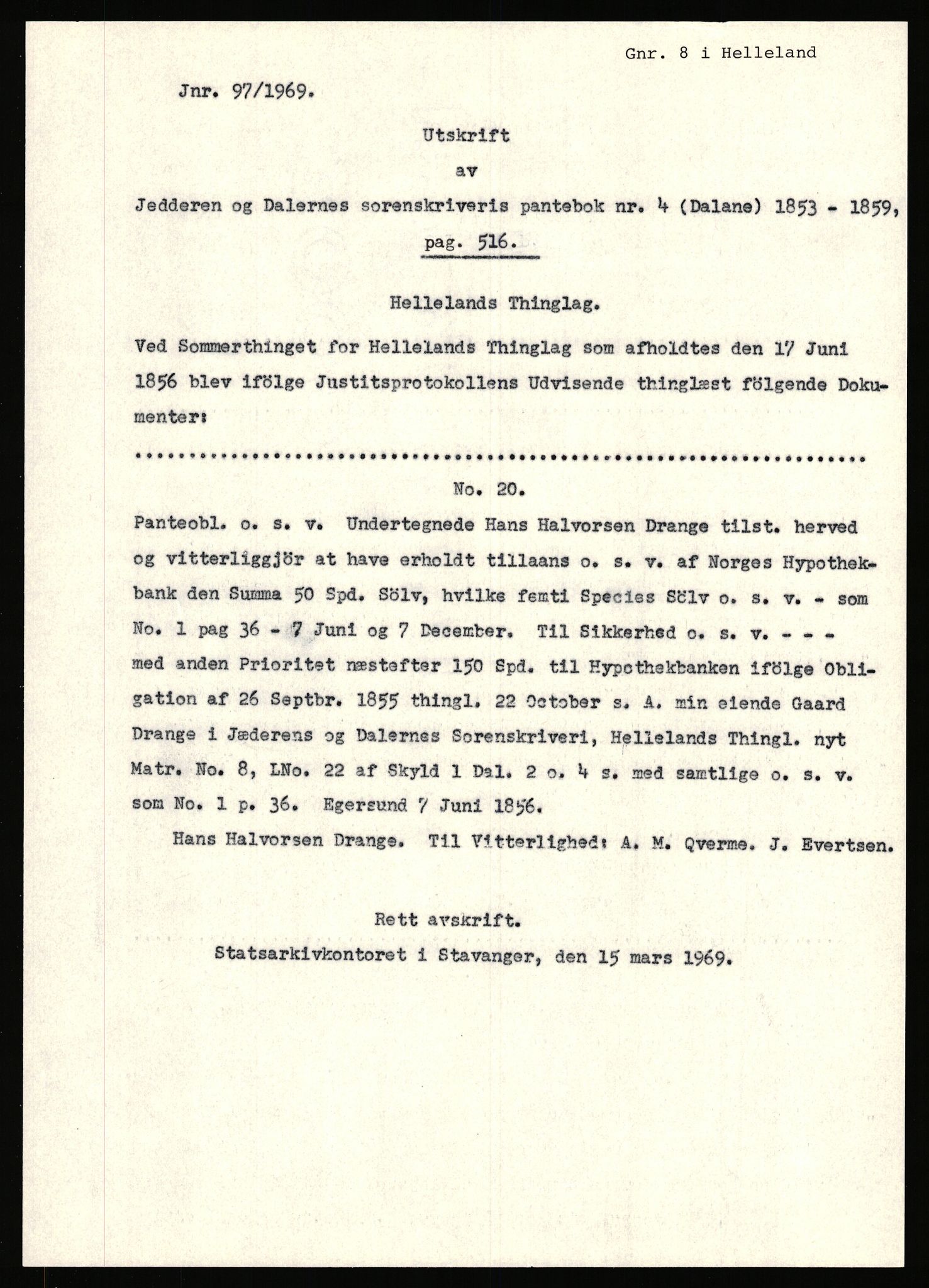 Statsarkivet i Stavanger, SAST/A-101971/03/Y/Yj/L0014: Avskrifter sortert etter gårdsnanv: Dalve - Dyrland, 1750-1930, p. 369