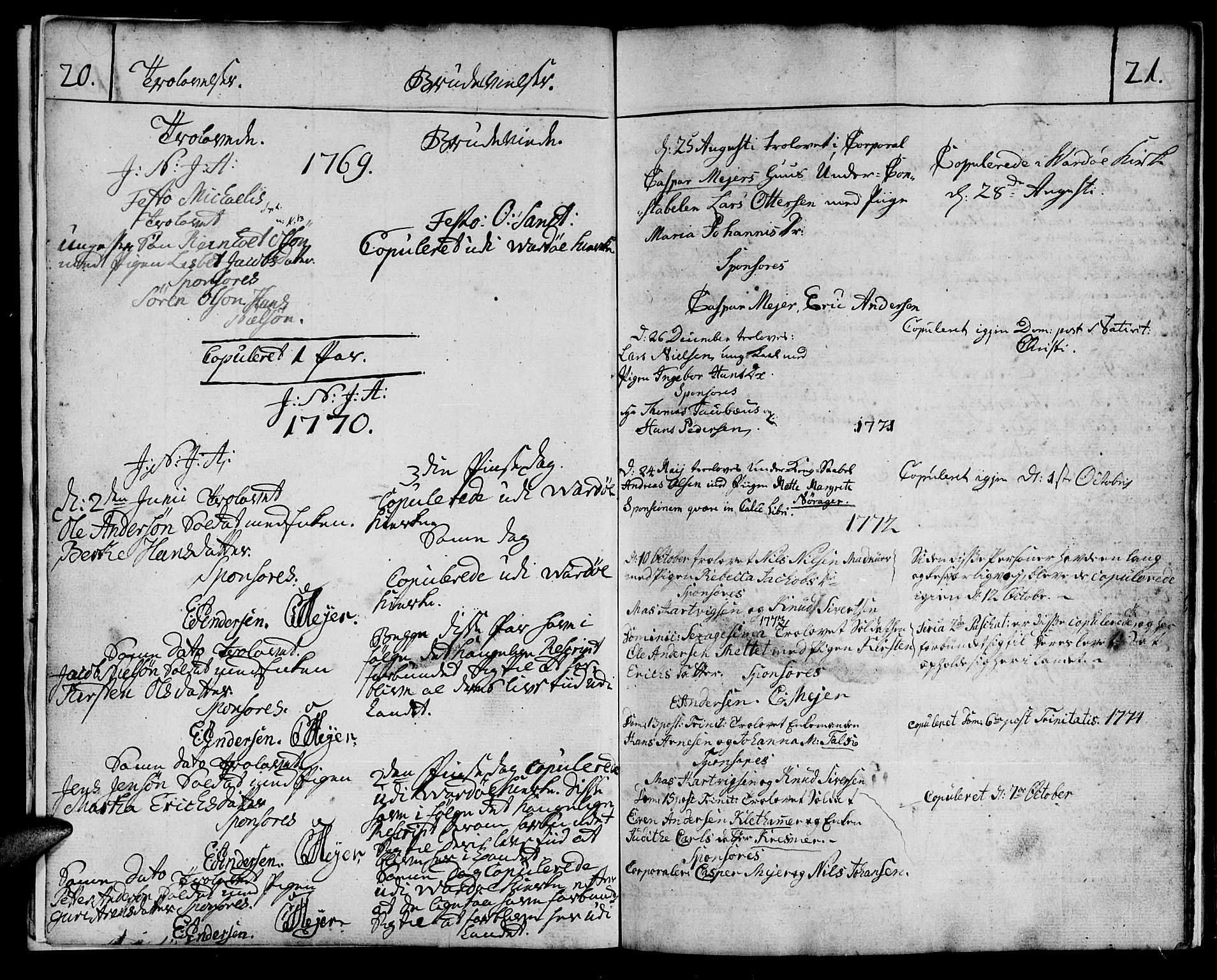 Vardø sokneprestkontor, AV/SATØ-S-1332/H/Ha/L0001kirke: Parish register (official) no. 1, 1769-1804, p. 20-21