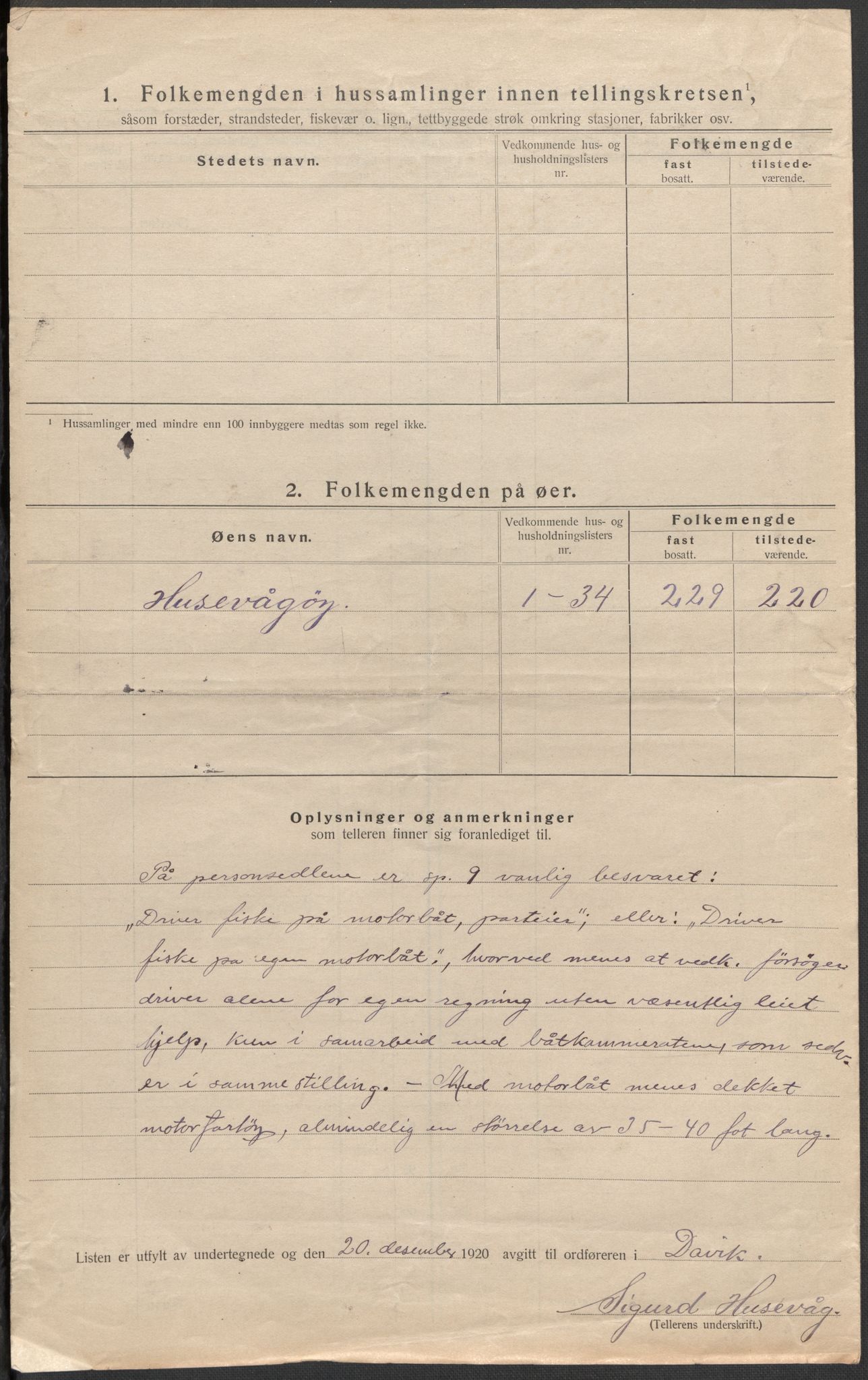 SAB, 1920 census for Davik, 1920, p. 49