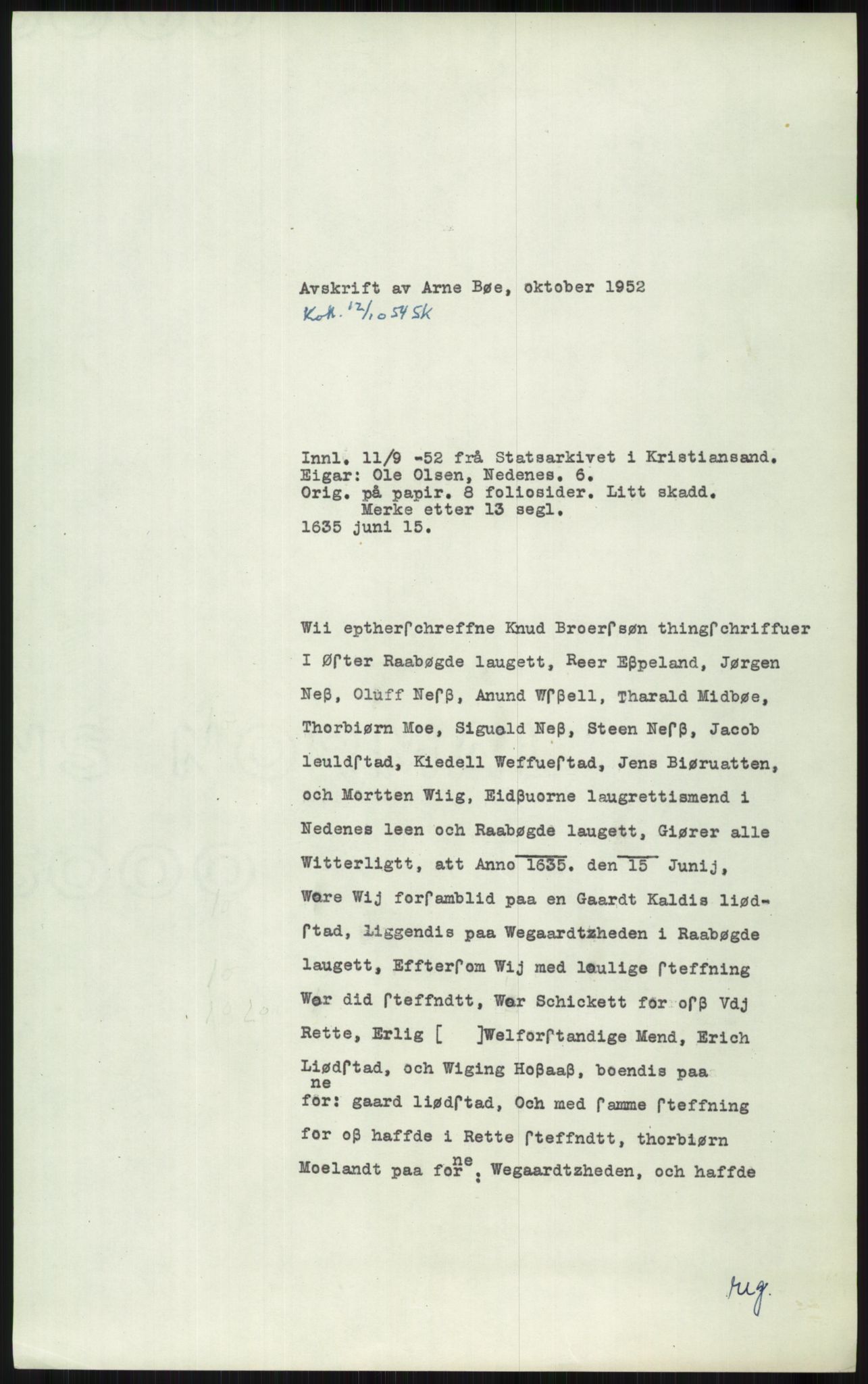 Samlinger til kildeutgivelse, Diplomavskriftsamlingen, AV/RA-EA-4053/H/Ha, p. 2960