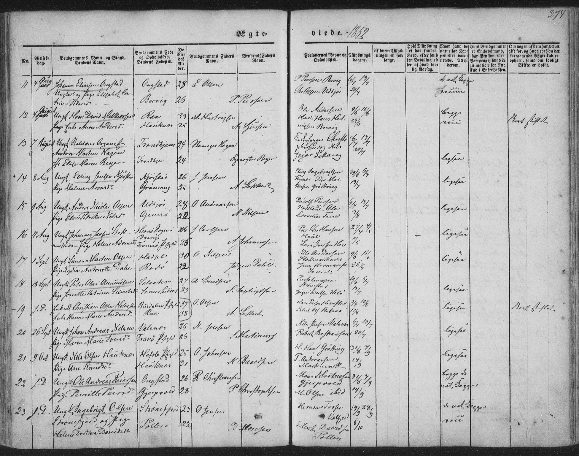 Ministerialprotokoller, klokkerbøker og fødselsregistre - Nordland, AV/SAT-A-1459/888/L1241: Parish register (official) no. 888A07, 1849-1869, p. 274