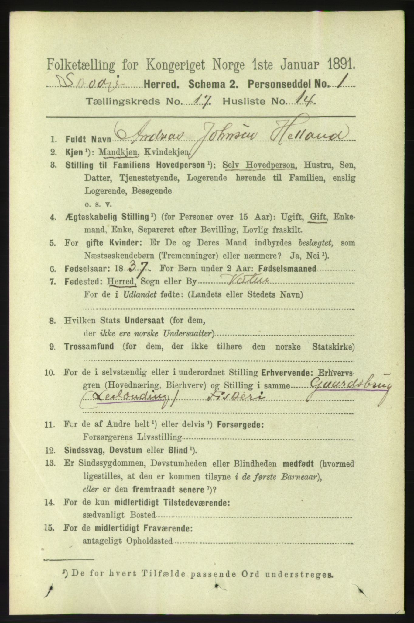 RA, 1891 census for 1529 Skodje, 1891, p. 3599