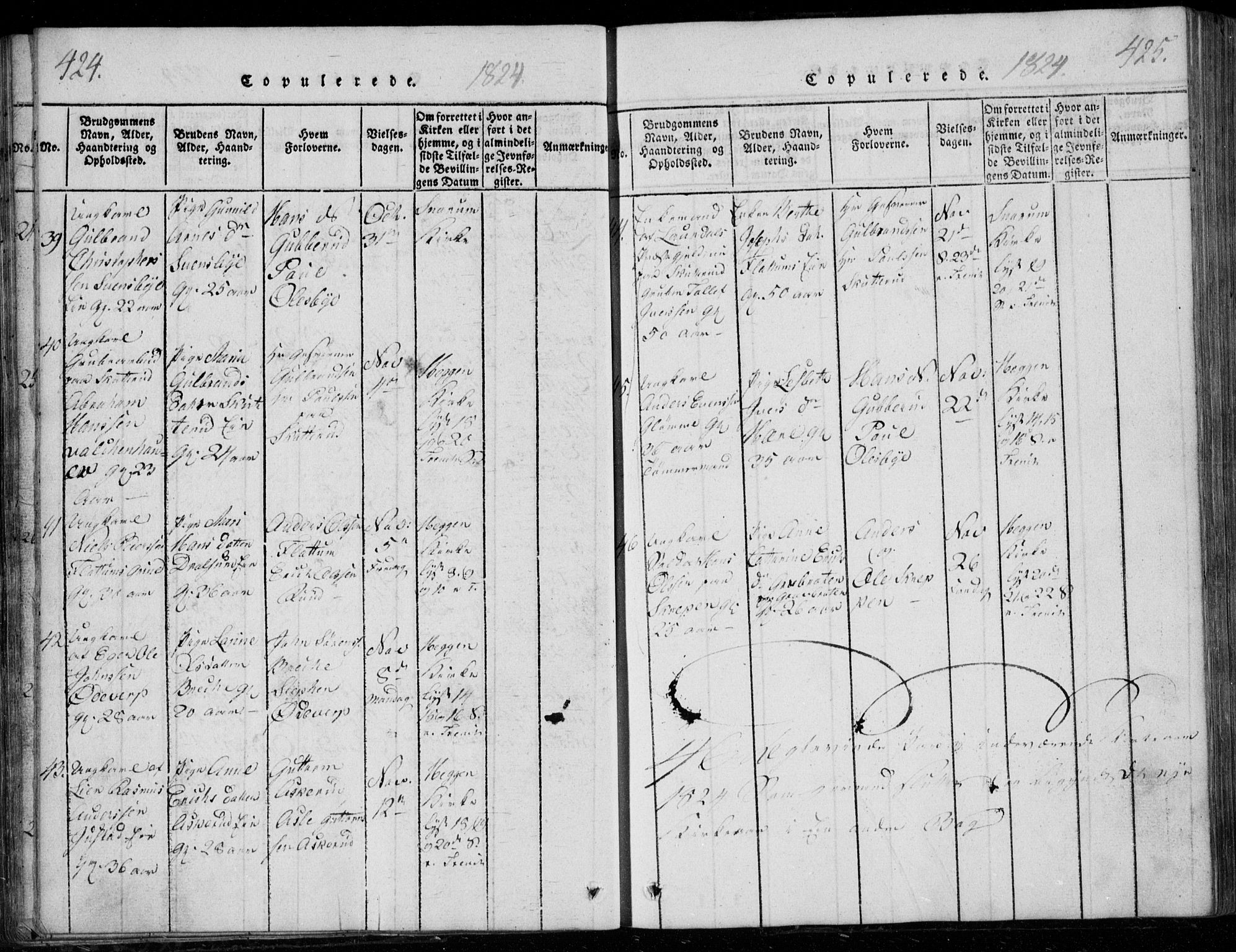 Modum kirkebøker, AV/SAKO-A-234/G/Ga/L0001: Parish register (copy) no. I 1, 1818-1824, p. 424-425