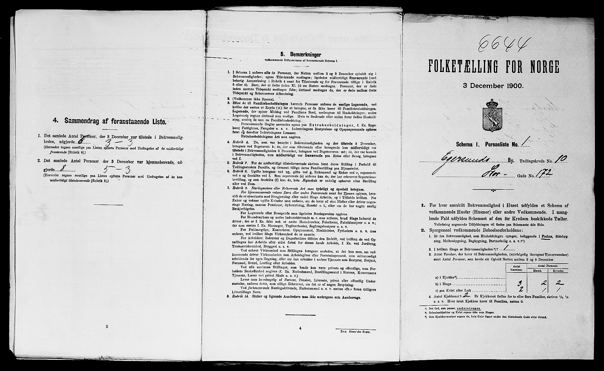 SAST, 1900 census for Egersund, 1900, p. 65