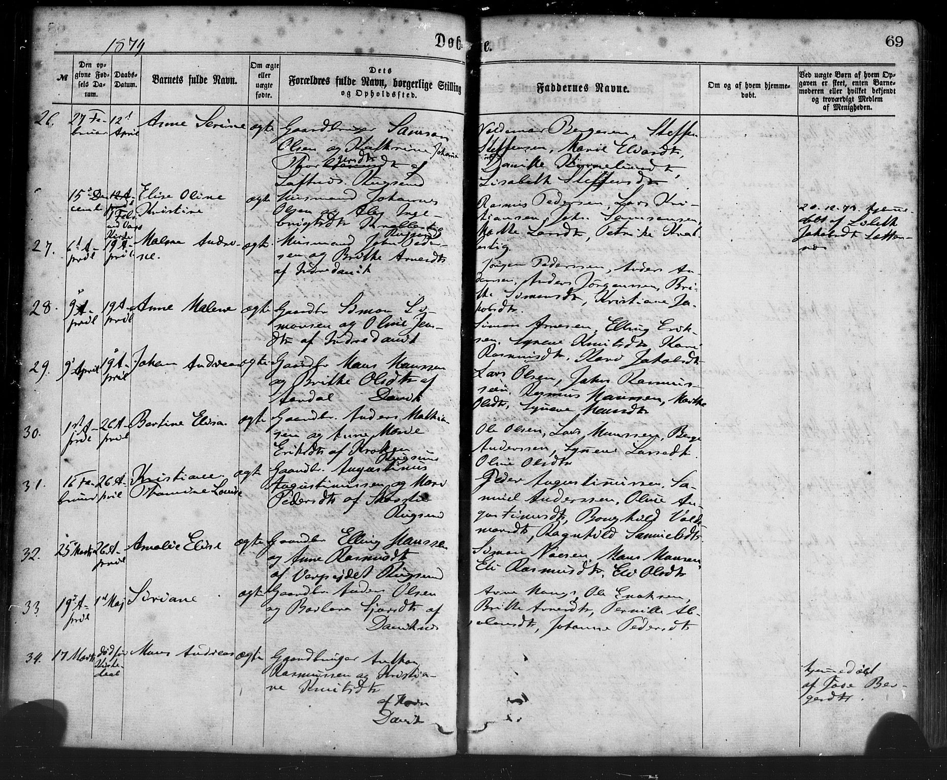 Davik sokneprestembete, AV/SAB-A-79701/H/Haa/Haaa/L0006: Parish register (official) no. A 6, 1867-1881, p. 69