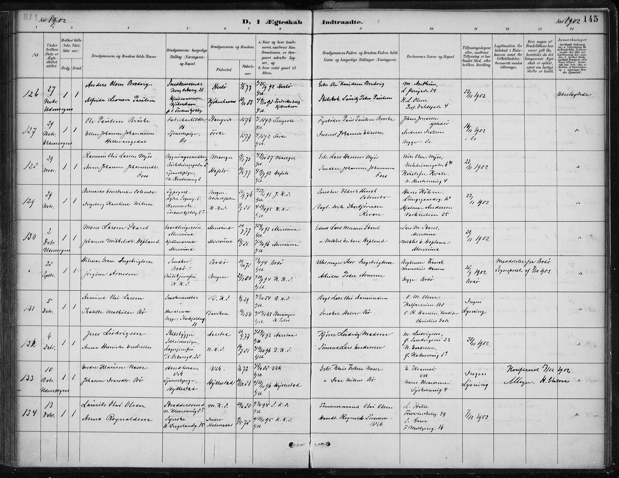 Korskirken sokneprestembete, AV/SAB-A-76101/H/Hab: Parish register (copy) no. D 3, 1887-1906, p. 145