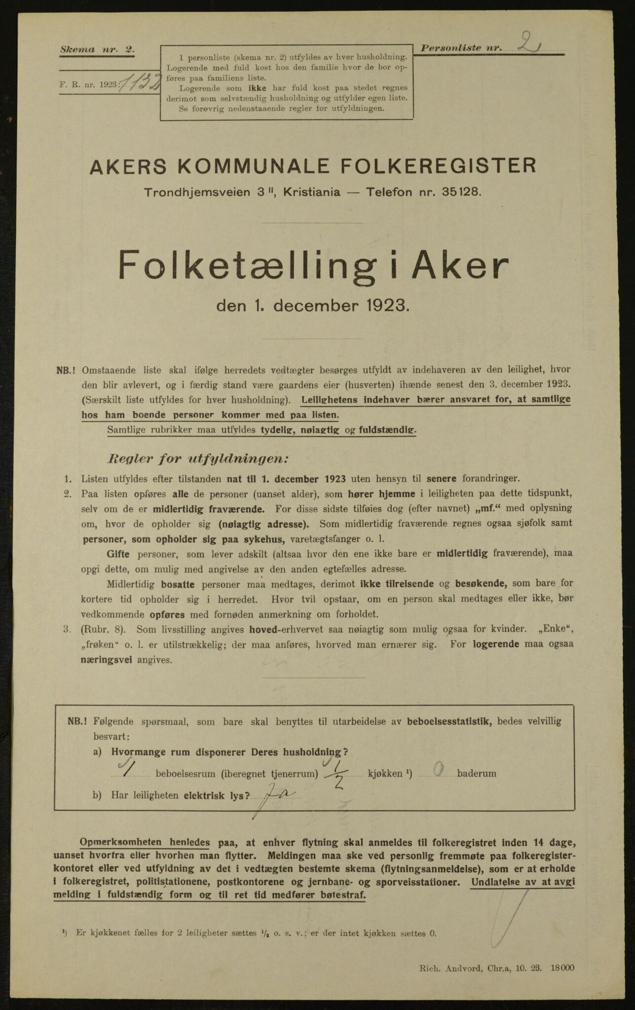 , Municipal Census 1923 for Aker, 1923, p. 29677