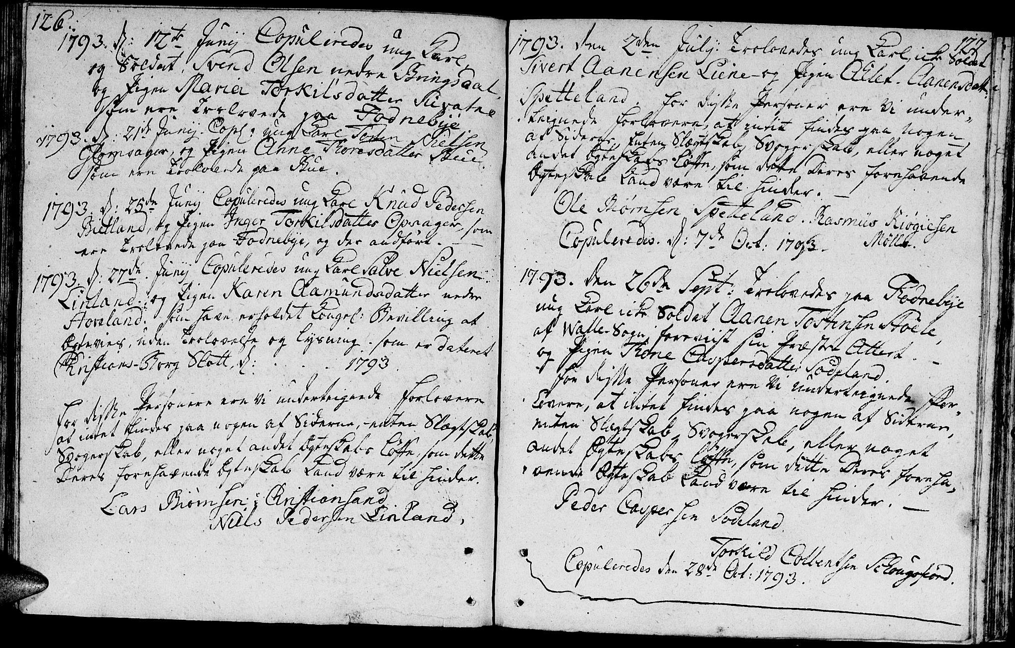 Holum sokneprestkontor, AV/SAK-1111-0022/F/Fa/Faa/L0001: Parish register (official) no. A 1, 1750-1802, p. 126-127