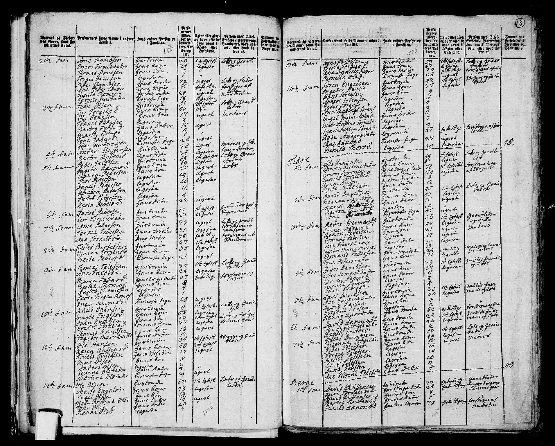 RA, 1801 census for 1012P Oddernes, 1801, p. 12b-13a