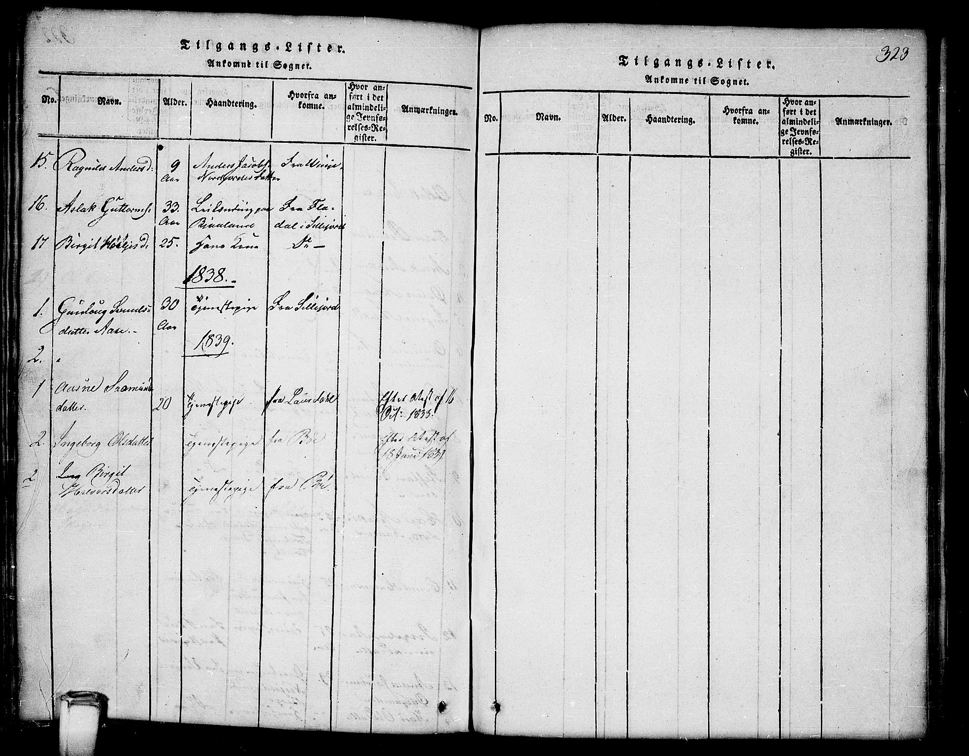 Kviteseid kirkebøker, SAKO/A-276/G/Gb/L0001: Parish register (copy) no. II 1, 1815-1842, p. 323