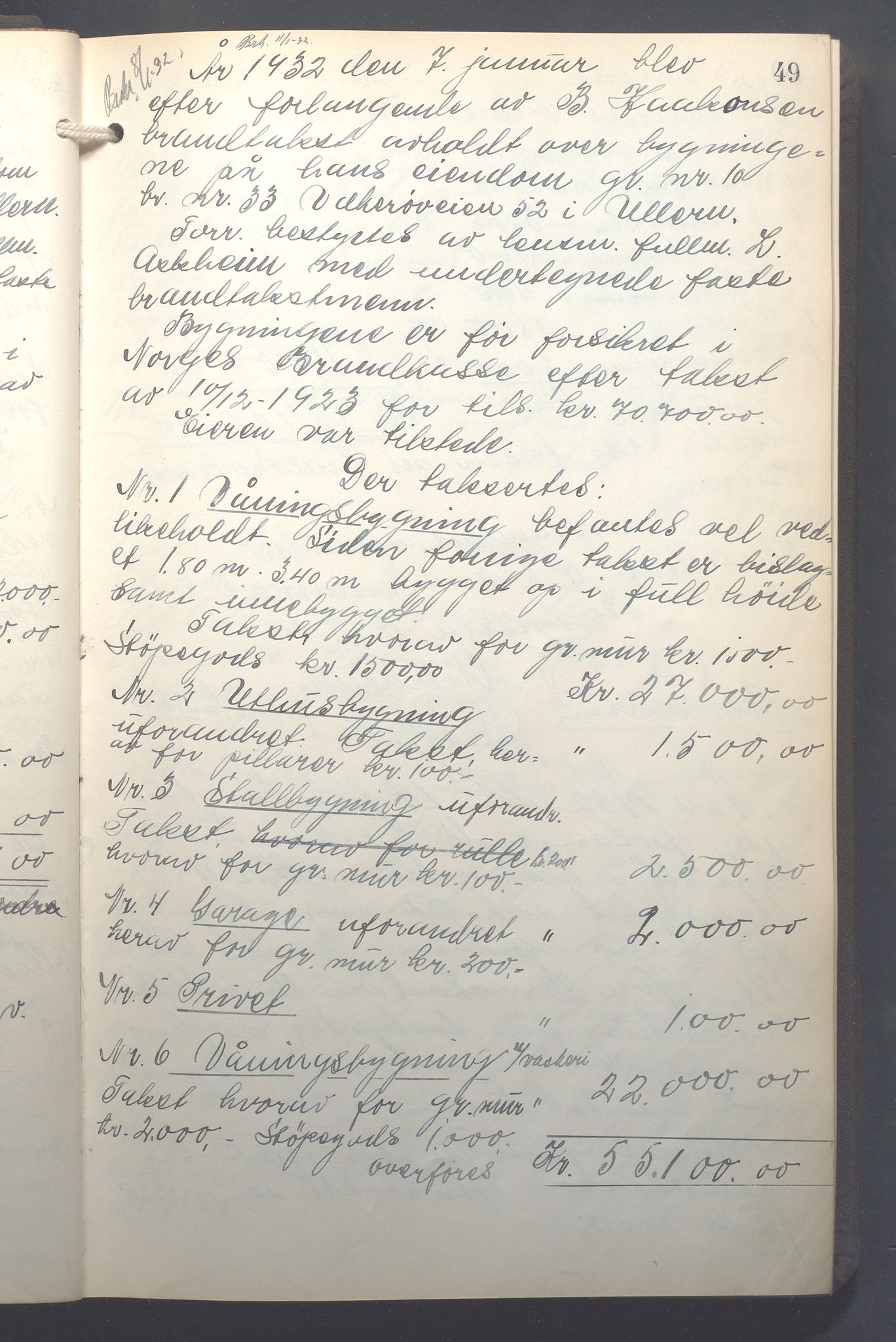 Lensmennene i Aker, OBA/A-10133/F/Fb/L0004: Branntakstprotokoll, 1931-1937, p. 49