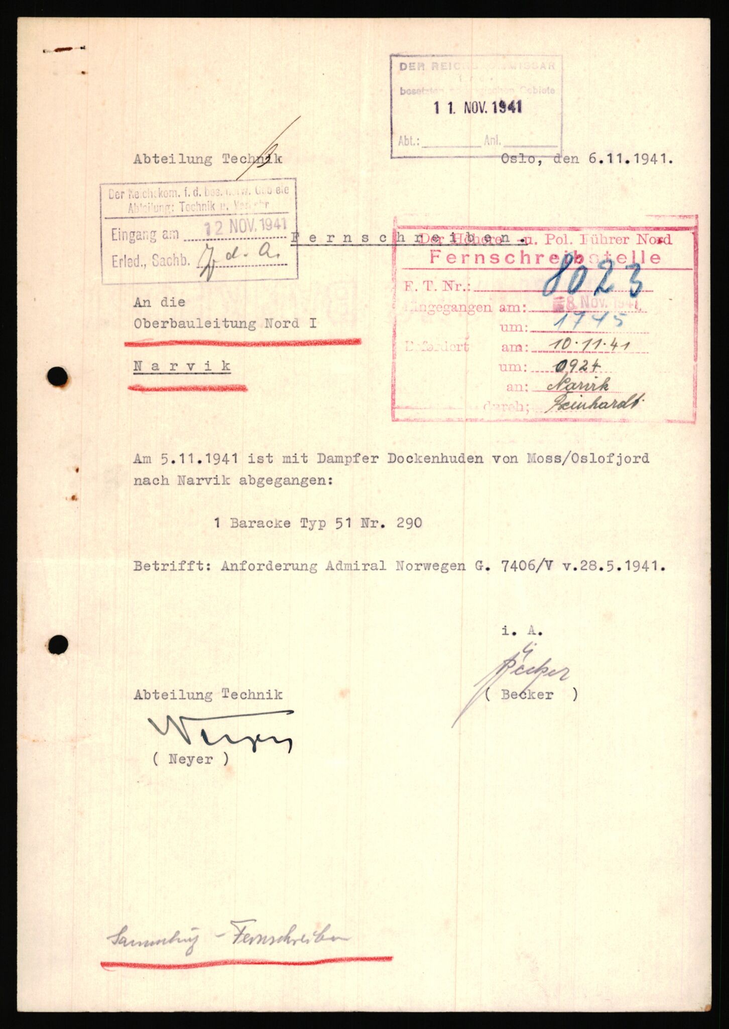 Tyske arkiver, Organisation Todt (OT), Einsatzgruppe Wiking, AV/RA-RAFA-2188/2/B/Bb/L0006: Korrespondanse med Kriegsmarine, 1940-1941, p. 4