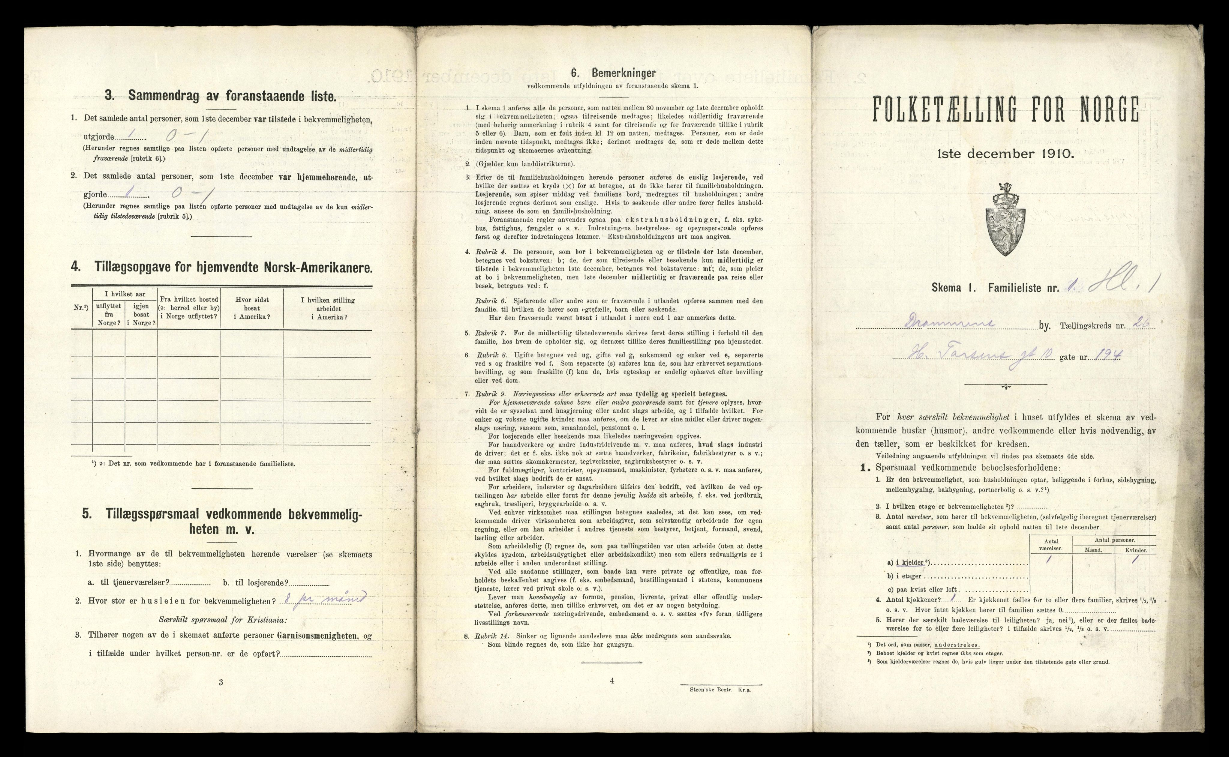 RA, 1910 census for Drammen, 1910, p. 16414