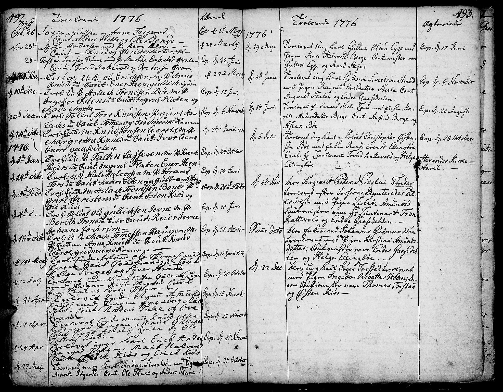 Vang prestekontor, Valdres, SAH/PREST-140/H/Ha/L0001: Parish register (official) no. 1, 1730-1796, p. 492-493