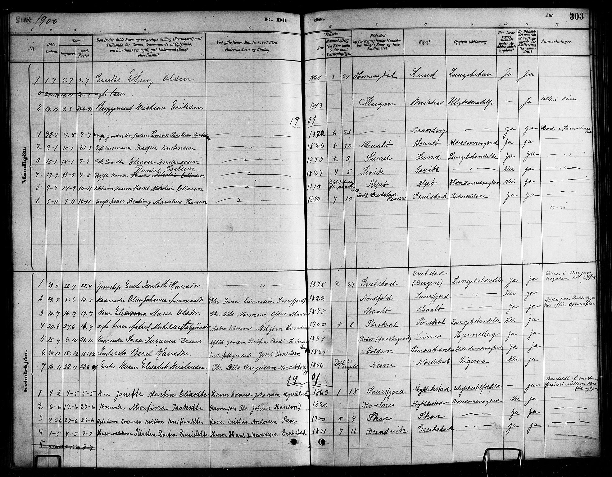 Ministerialprotokoller, klokkerbøker og fødselsregistre - Nordland, AV/SAT-A-1459/857/L0828: Parish register (copy) no. 857C03, 1879-1908, p. 303