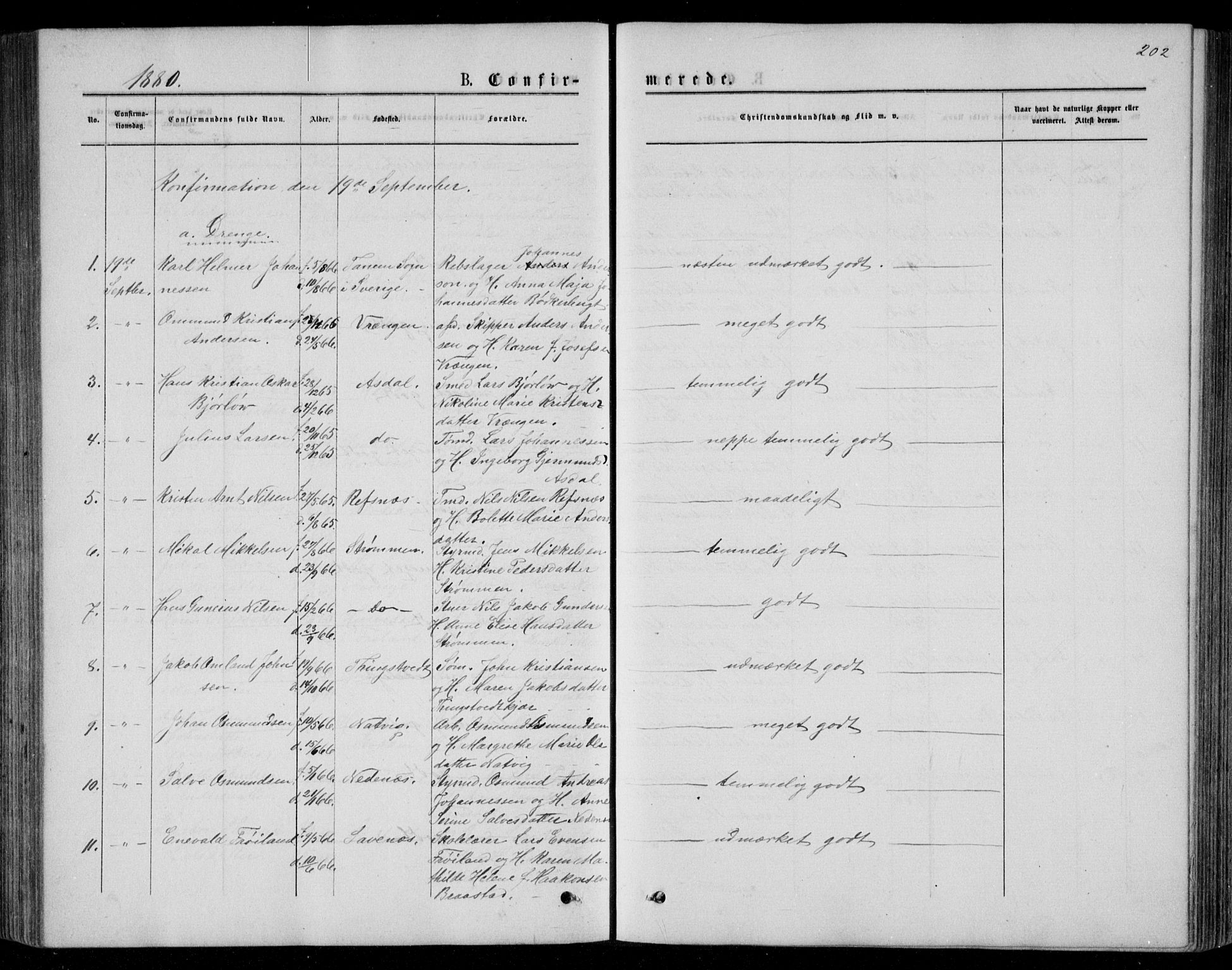 Øyestad sokneprestkontor, AV/SAK-1111-0049/F/Fb/L0008: Parish register (copy) no. B 8, 1872-1886, p. 202