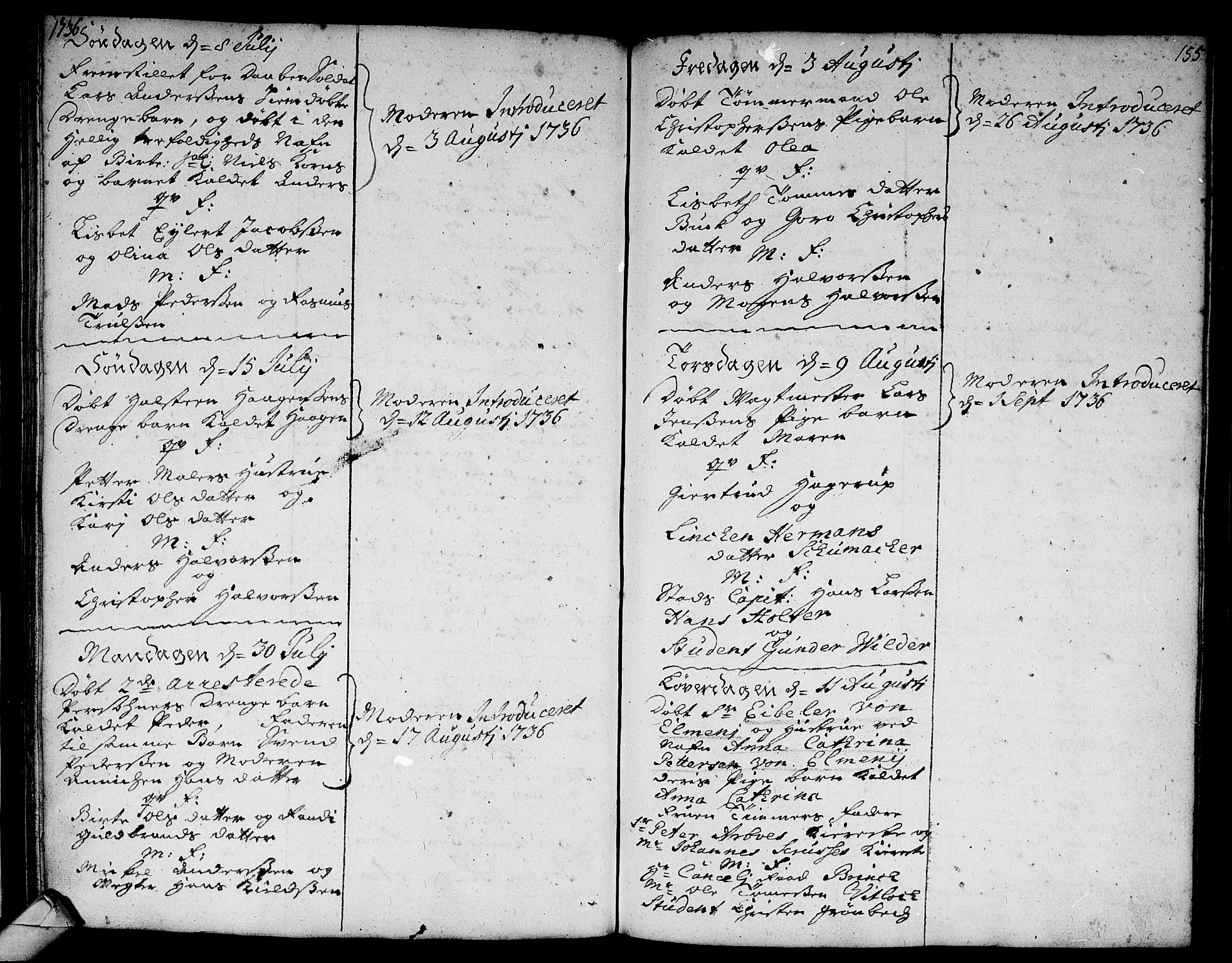 Strømsø kirkebøker, AV/SAKO-A-246/F/Fa/L0005: Parish register (official) no. I 5, 1734-1739, p. 155