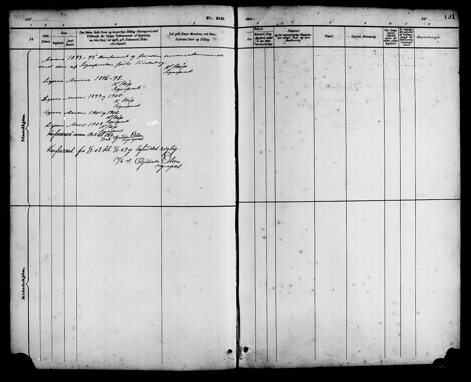 Bremanger sokneprestembete, AV/SAB-A-82201/H/Hab/Haba/L0003: Parish register (copy) no. A 3, 1890-1908, p. 191