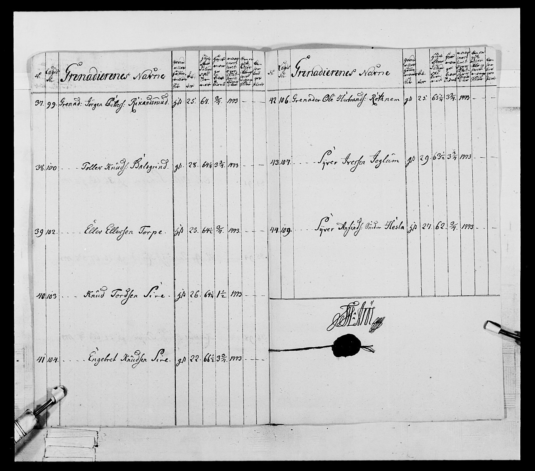 Generalitets- og kommissariatskollegiet, Det kongelige norske kommissariatskollegium, AV/RA-EA-5420/E/Eh/L0063: 2. Opplandske nasjonale infanteriregiment, 1773, p. 108