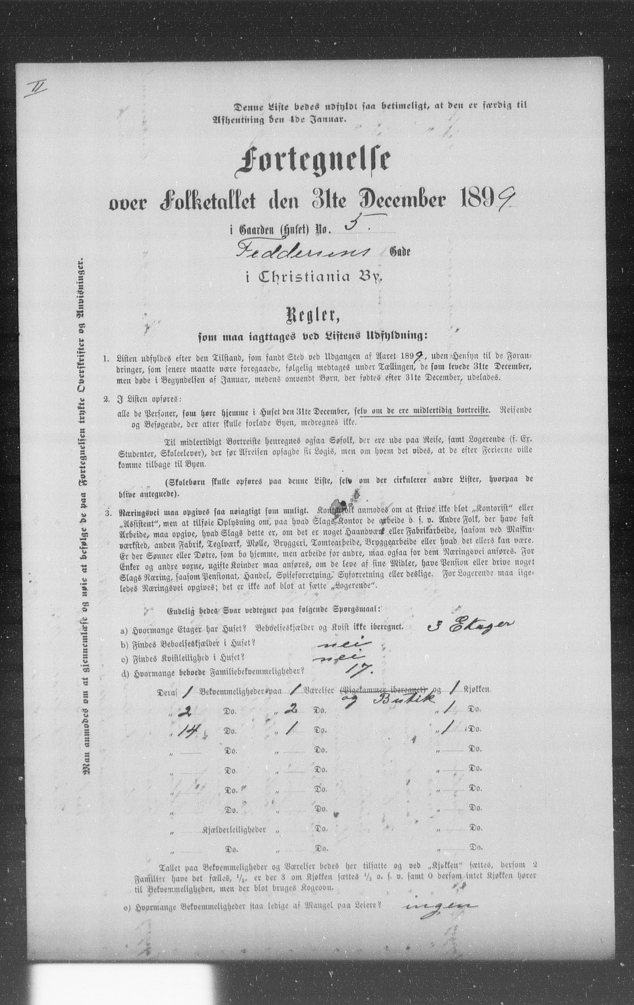 OBA, Municipal Census 1899 for Kristiania, 1899, p. 3199