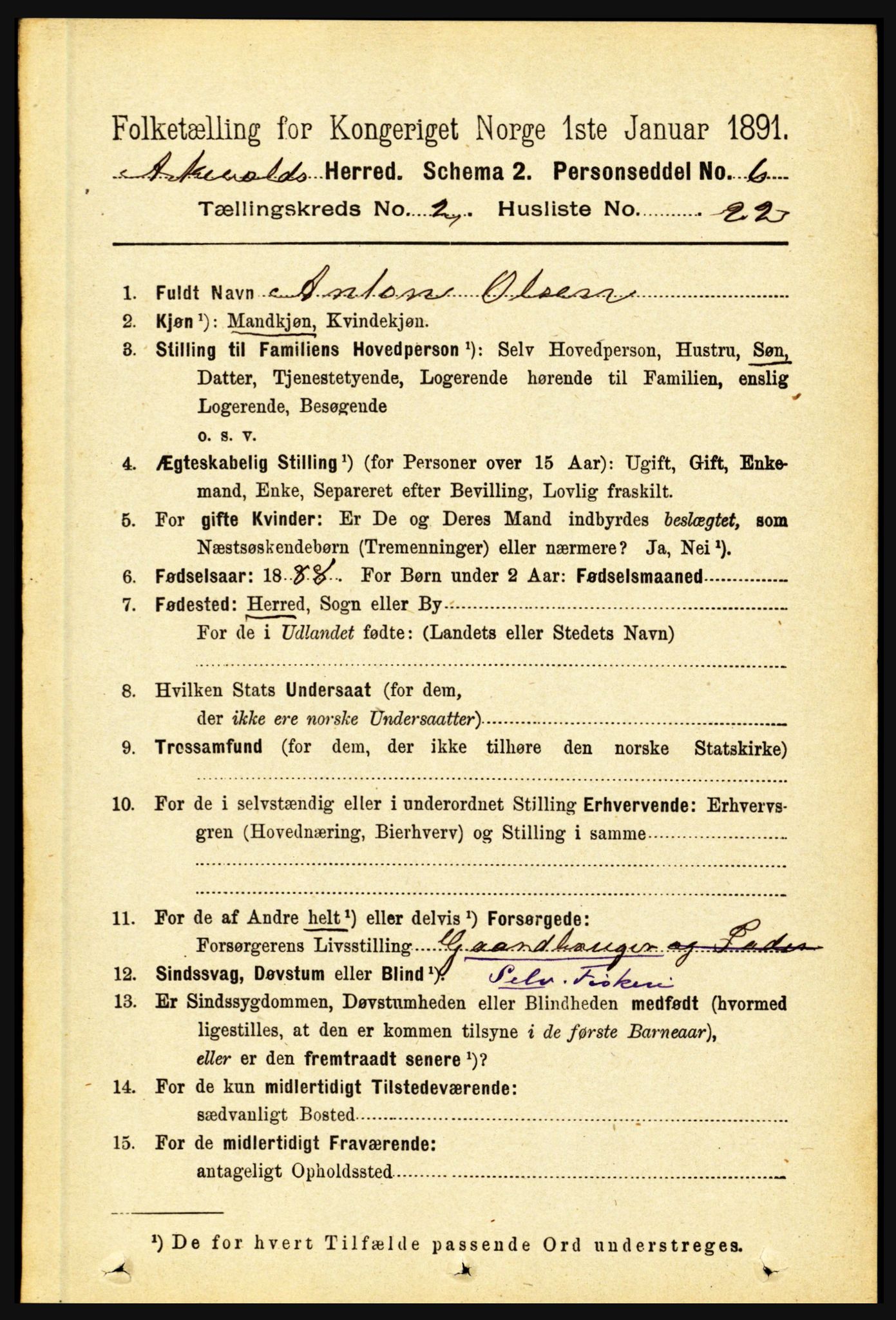 RA, 1891 census for 1428 Askvoll, 1891, p. 577