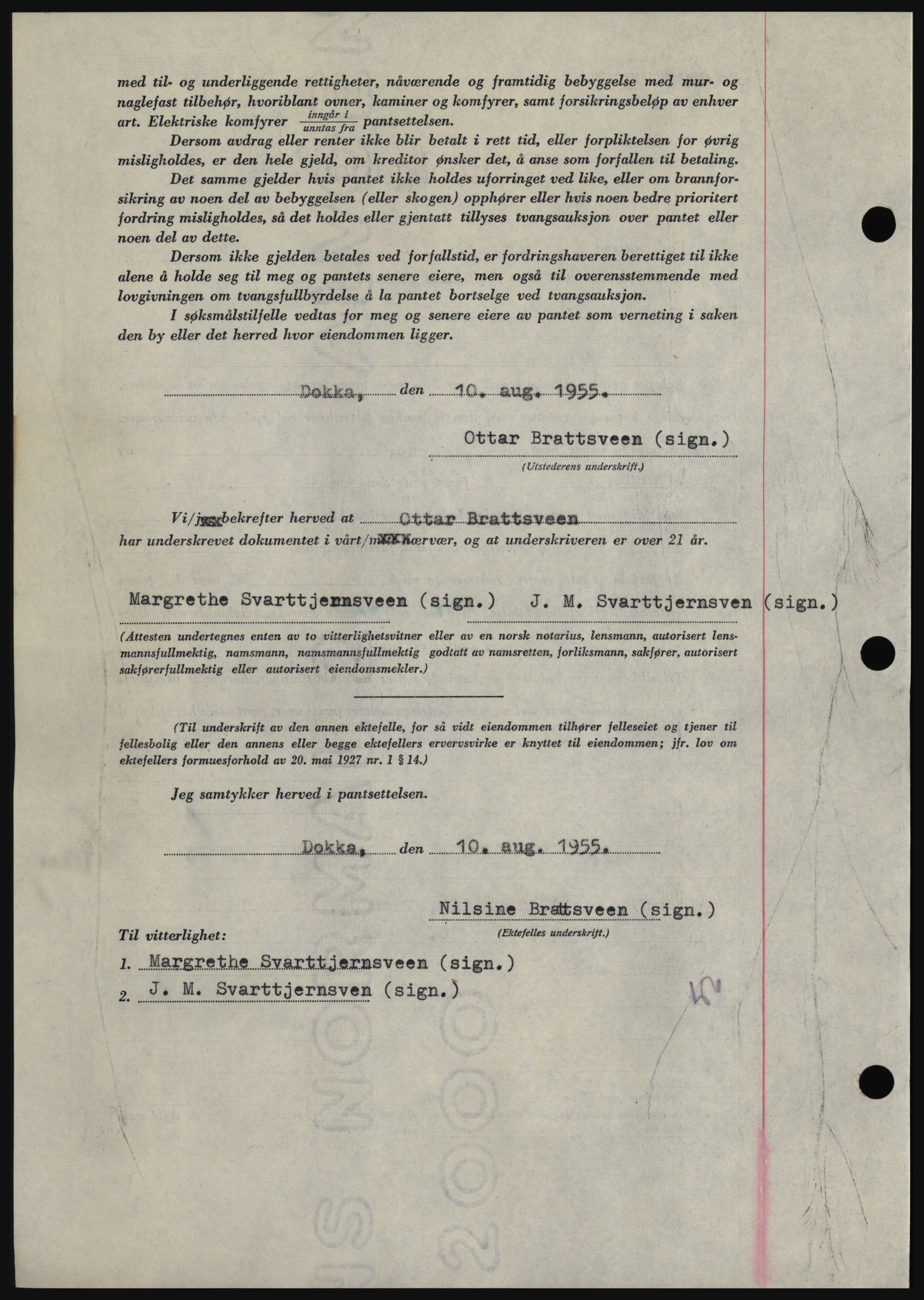 Hadeland og Land tingrett, SAH/TING-010/H/Hb/Hbc/L0032: Mortgage book no. B32, 1955-1955, Diary no: : 2590/1955