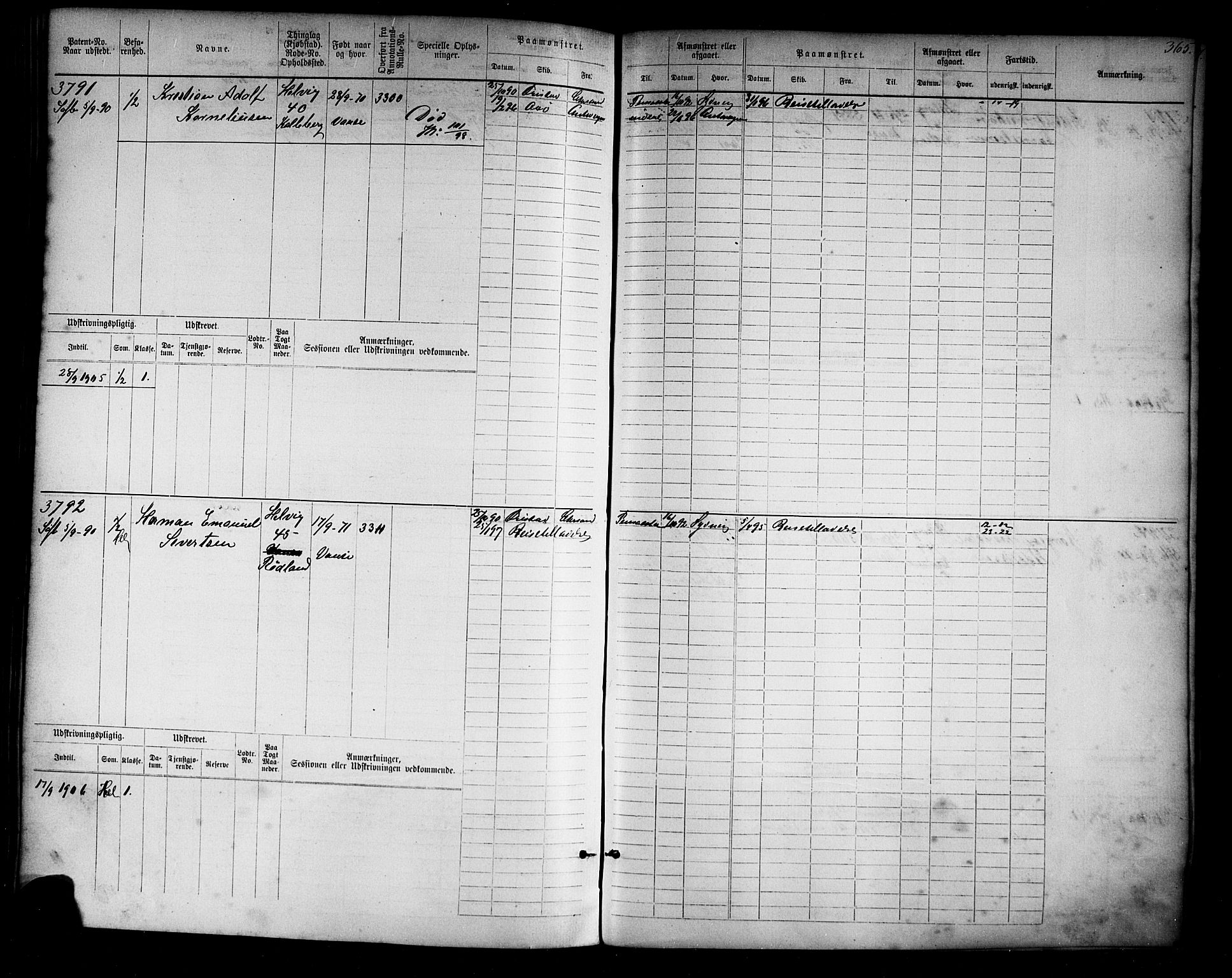 Farsund mønstringskrets, SAK/2031-0017/F/Fb/L0019: Hovedrulle nr 3067-3832, Z-11, 1882-1922, p. 372