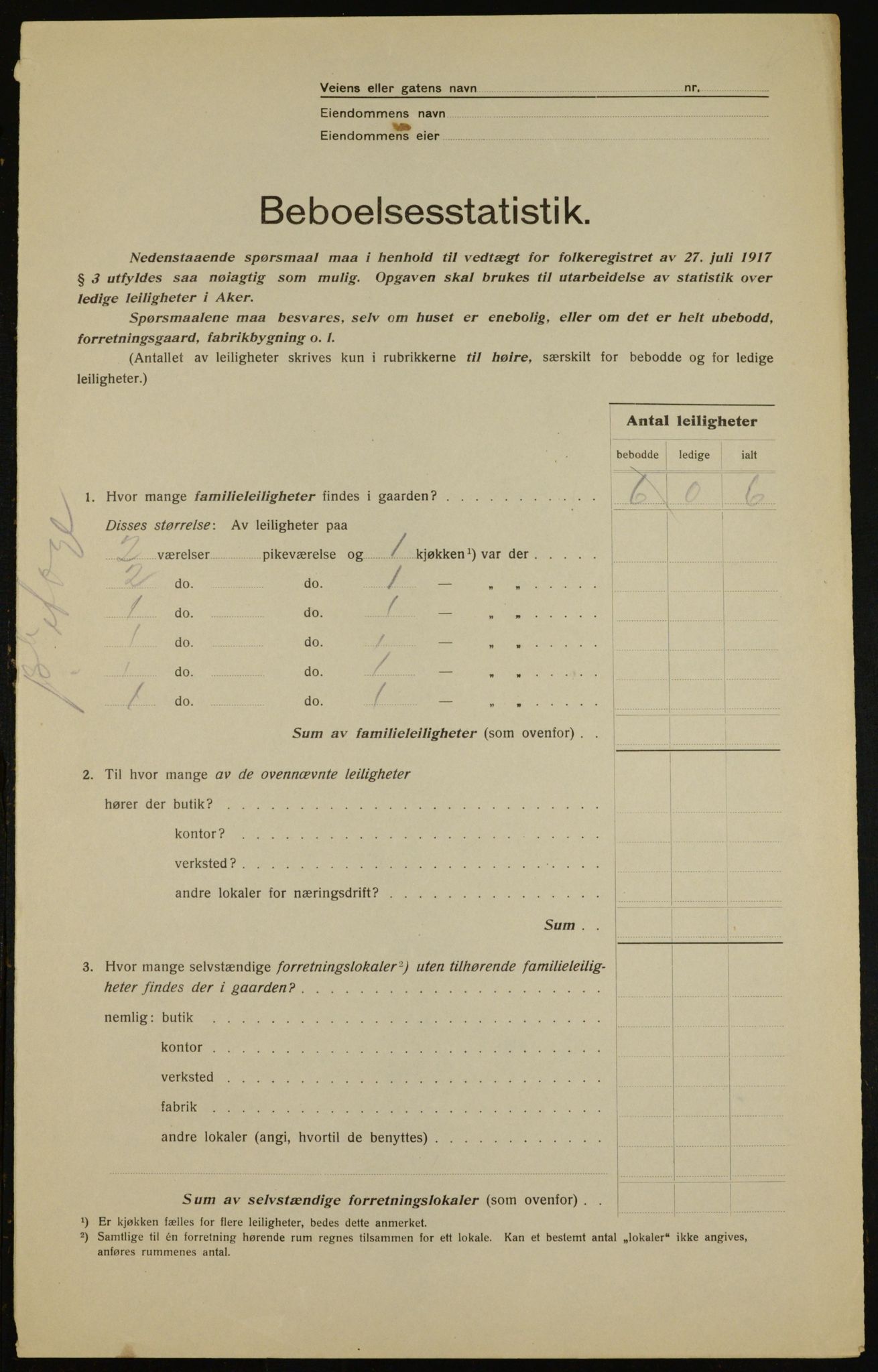 OBA, Municipal Census 1917 for Aker, 1917, p. 10426